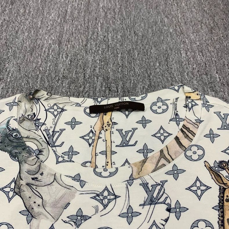 Louis Vuitton Louis Vuitton White Zoo Old Flower Full Print Short Sleeve Size US M / EU 48-50 / 2 - 7 Thumbnail