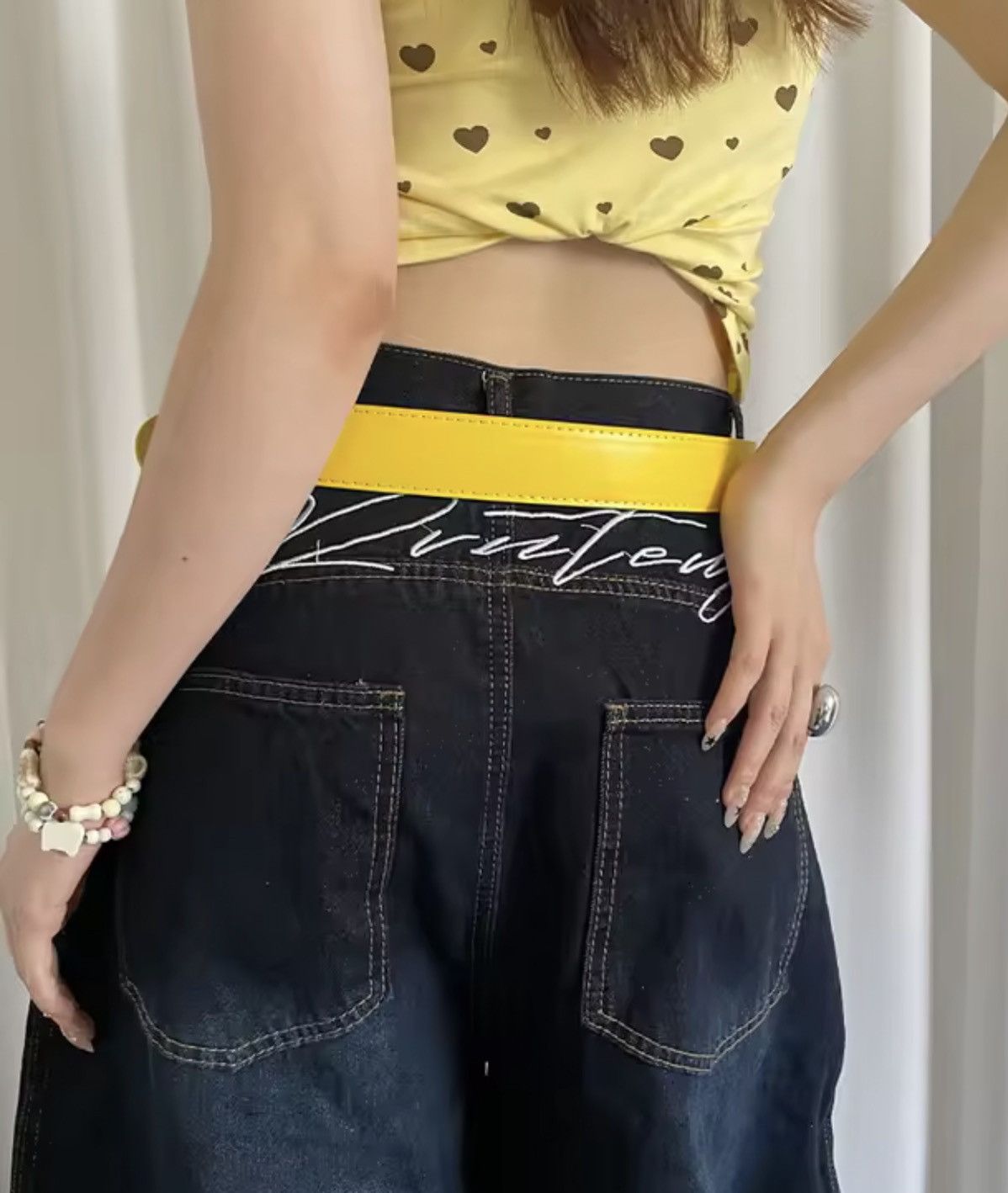 Other Y2K Double-Hole Yellow PU Leather Belt Size ONE SIZE - 6 Thumbnail