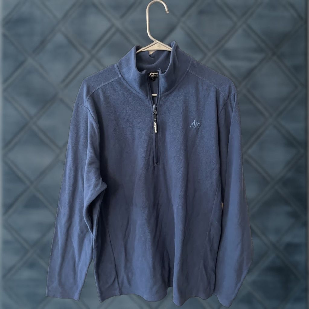 Aeropostale Aeropostale A87 Blue 1/4 Zip Fleece Pullover Sweatshirt Men's L Mock Neck Size US L / EU 52-54 / 3 - 1 Thumbnail