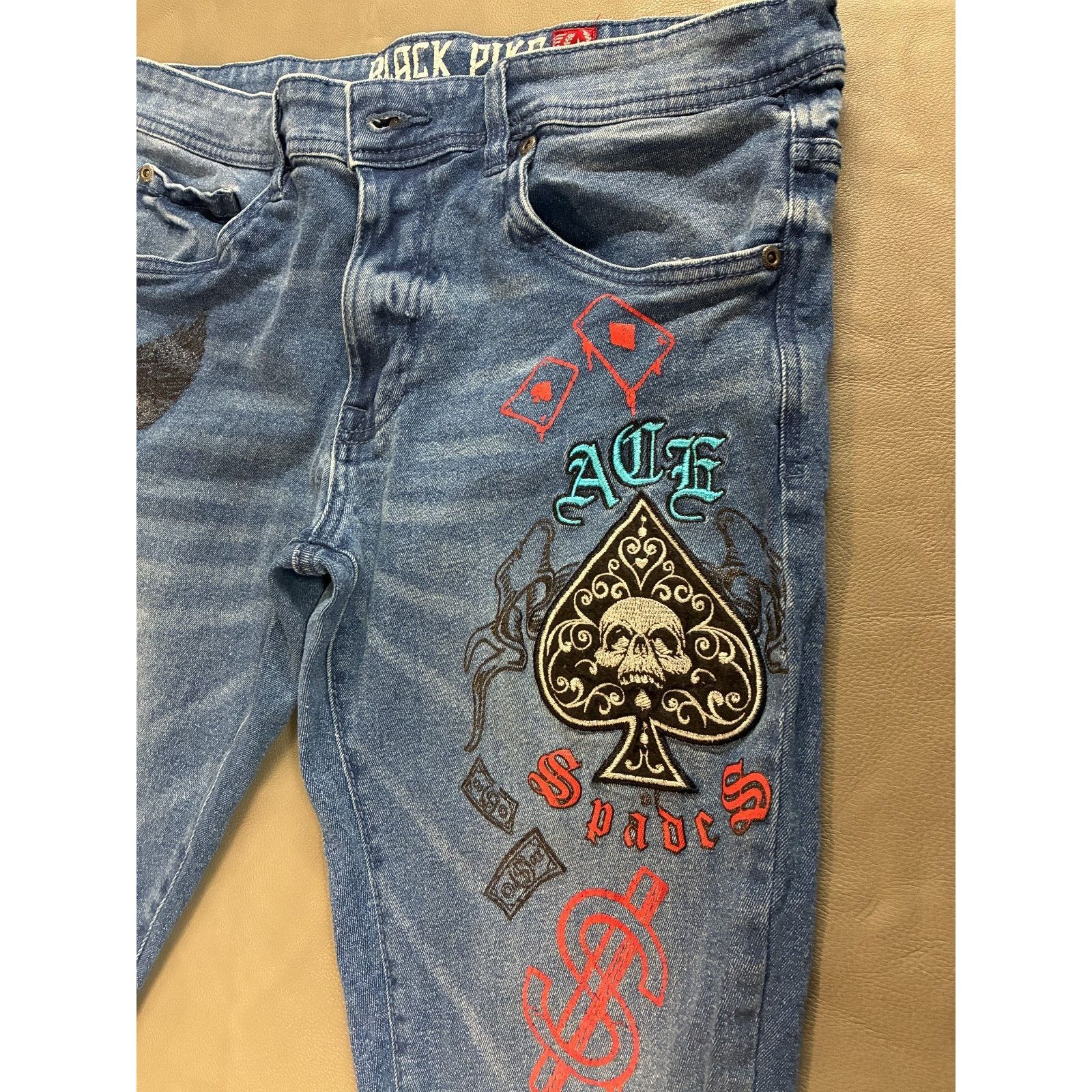 Pike Brothers Black Pike Graphic Denim Jeans Men’s 32x32 Streetwear Size US 32 / EU 48 - 1 Thumbnail