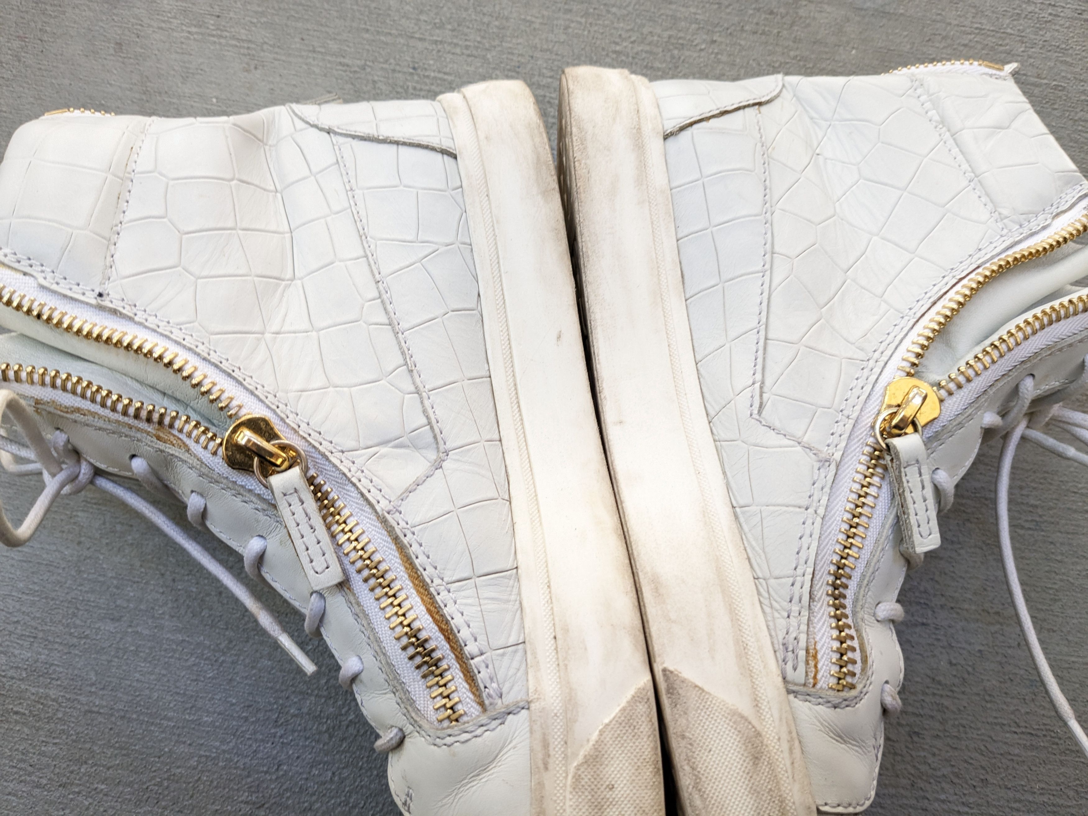 Designer Giuseppe Zanotti High Tops White 9 42 Croc Embossed Leather Size US 9 / EU 42 - 11 Thumbnail