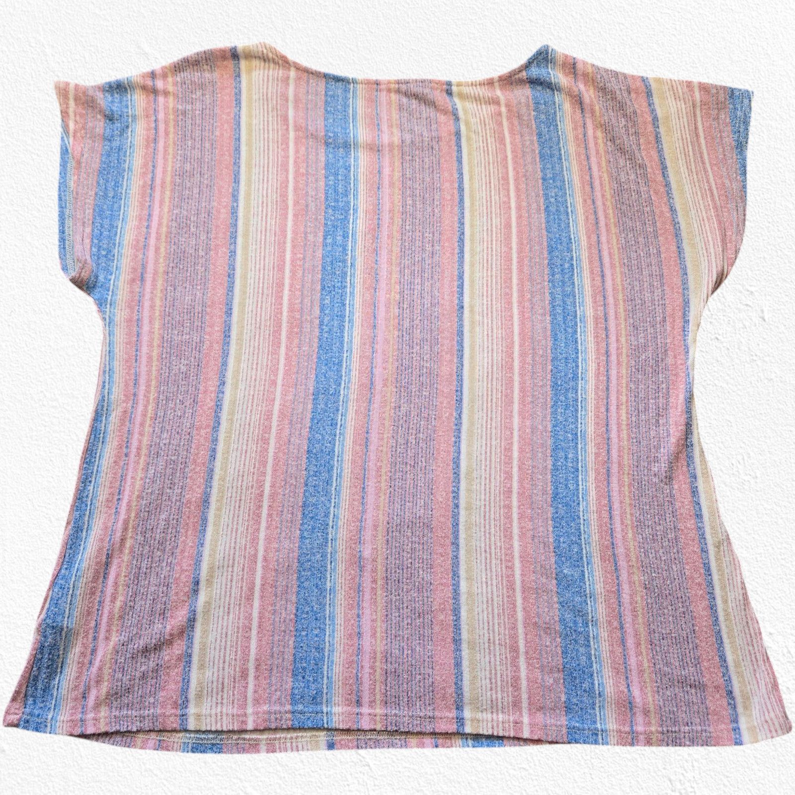 Other Purple Blue Heathered Striped Short Sleeve Blouse Size 1X Size XXL / US 16-18 / IT 52-54 - 8 Thumbnail