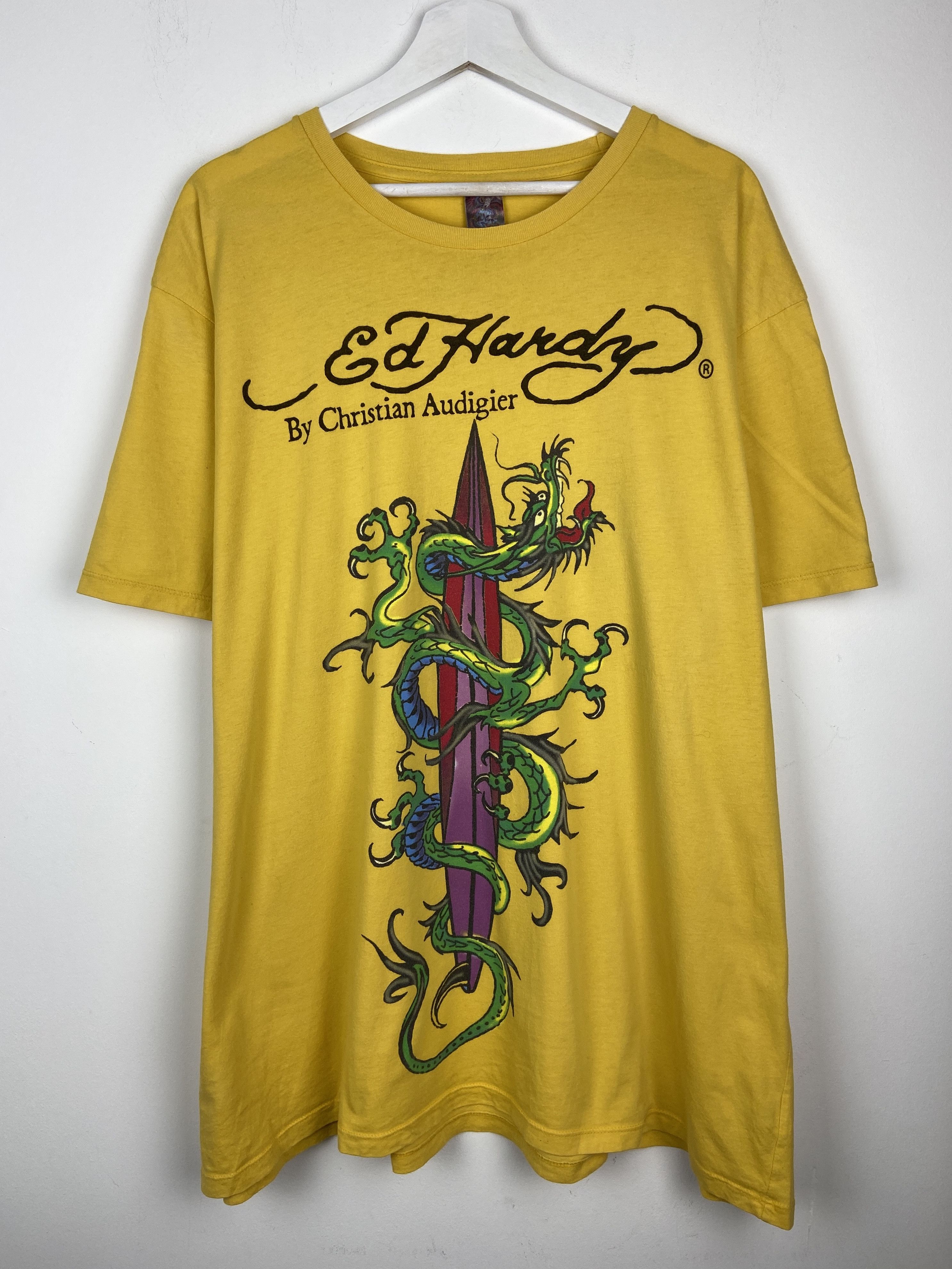 Ed Hardy Y2k Vintage Ed Hardy Dragon Surf Graphic T Shirt Tee Size US XL / EU 56 / 4 - 1 Thumbnail