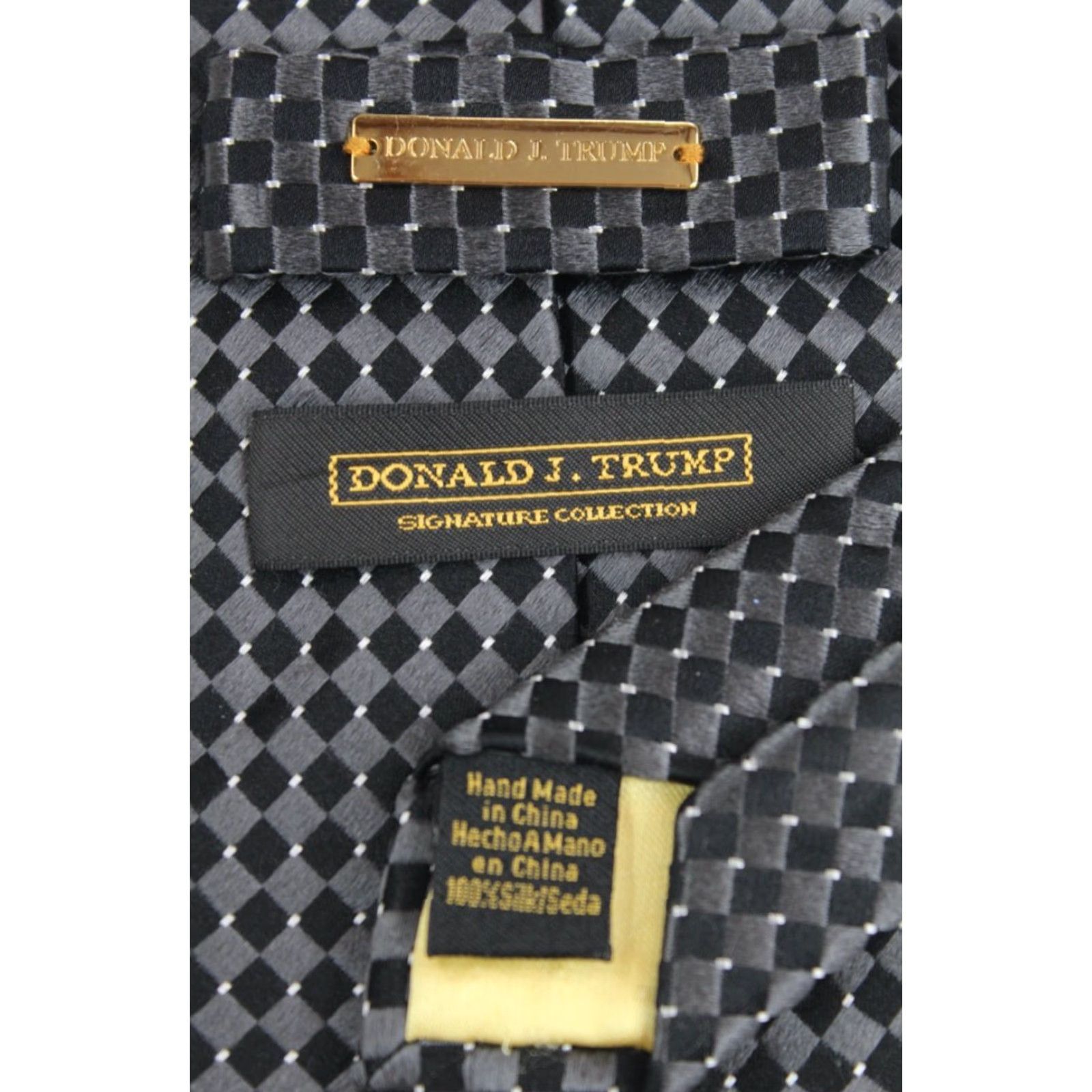 Vintage Donald J. Trump Silk Necktie Mens Black Silver Diamond Signature Collection Luxury Size ONE SIZE - 6 Thumbnail