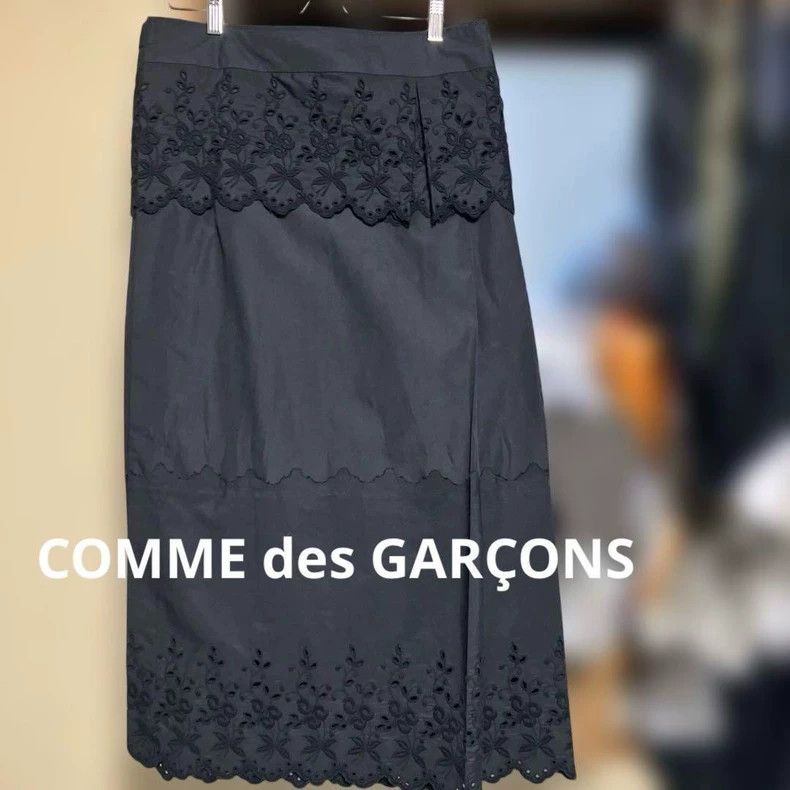 Comme des Garcons COMME des GARCONS Black Embroidered Pleated Skirt Size US 36 / EU 52 - 1 Thumbnail
