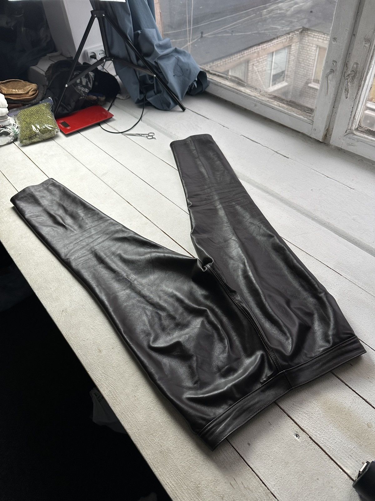 Leather 🚨Vintage leather pants motorcycles BROWN LUXURY Y2K Size 32" / US 10 / IT 46 - 9 Thumbnail