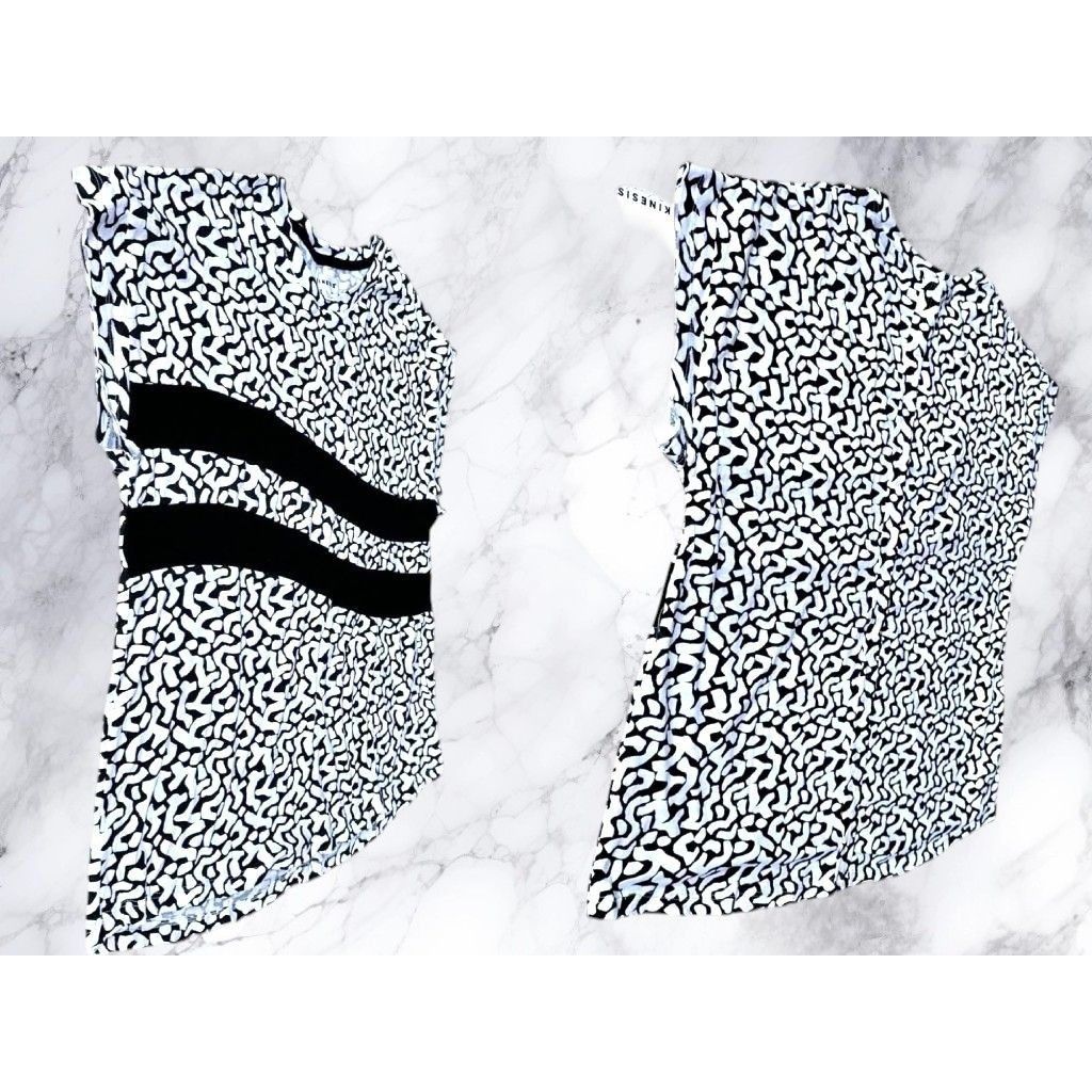 Other NWT Kinesis Pullover Top XL Black White Stripe Abstract Dolm Size XL / US 12-14 / IT 48-50 - 4 Thumbnail
