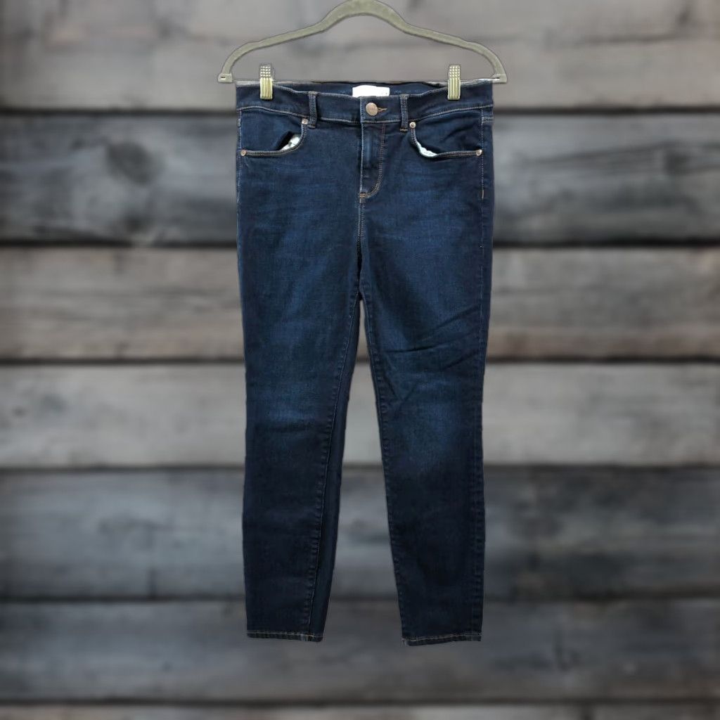 Loft LOFT Jeans Womens Mid Rise Skinny Stretch 30/Blue Dark Wash 5-Pocket Denim Cotton Blend Slim Inseam 25.5in Size 30" / US 8 / IT 44 - 1 Thumbnail