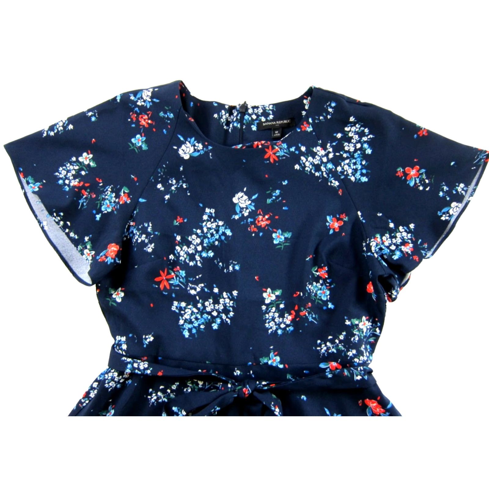 Banana Republic Banana Republic Blue Red White Floral Short Sleeve Sheath Dress Women Size 10 Size 32" / US 10 / IT 46 - 4 Thumbnail