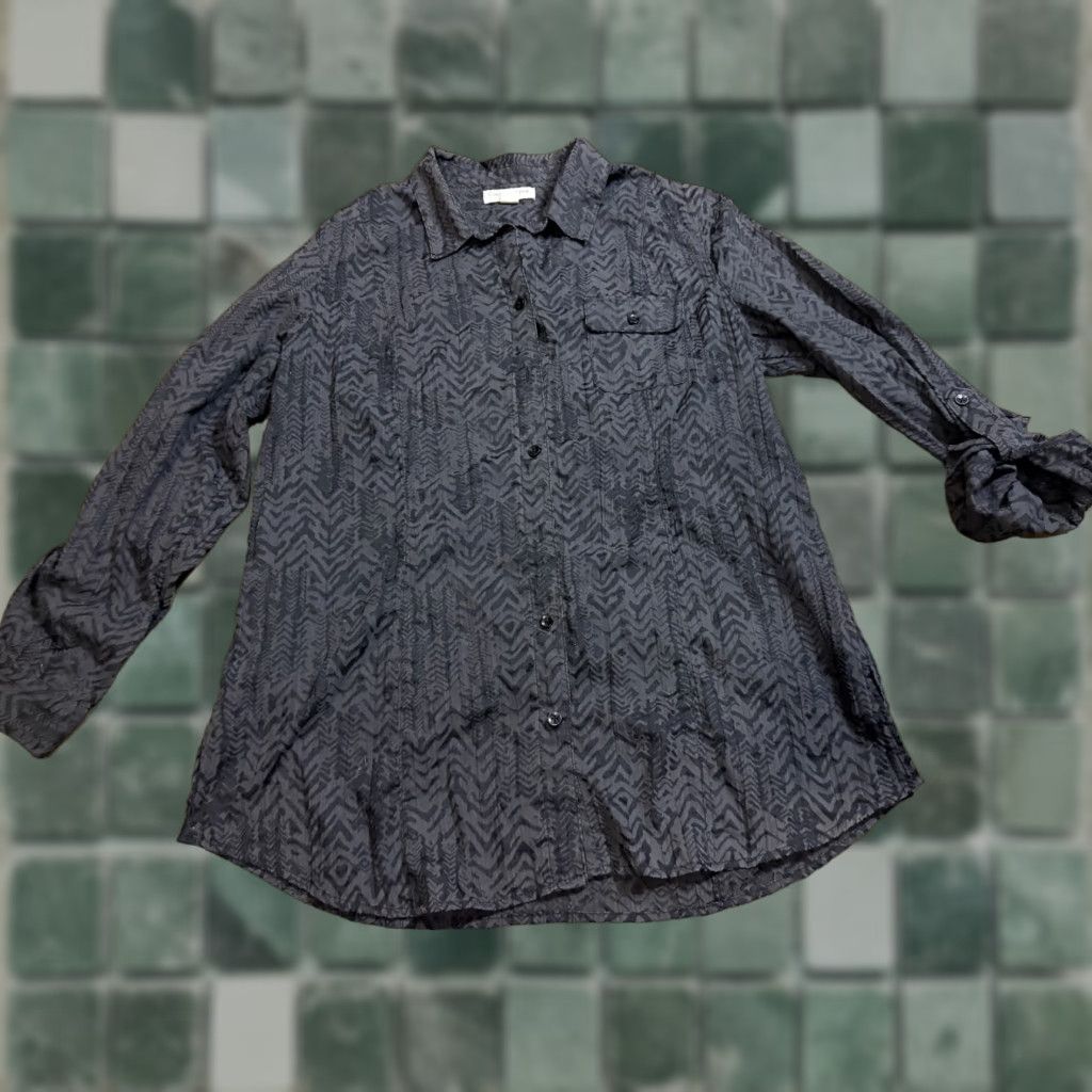 Coldwater Creek Coldwater Creek Womens Button Up Shirt L Black Lightweight Sheer Button-Up Casual Business 14-Size Regular Women Size L / US 10 / IT 46 - 1 Thumbnail