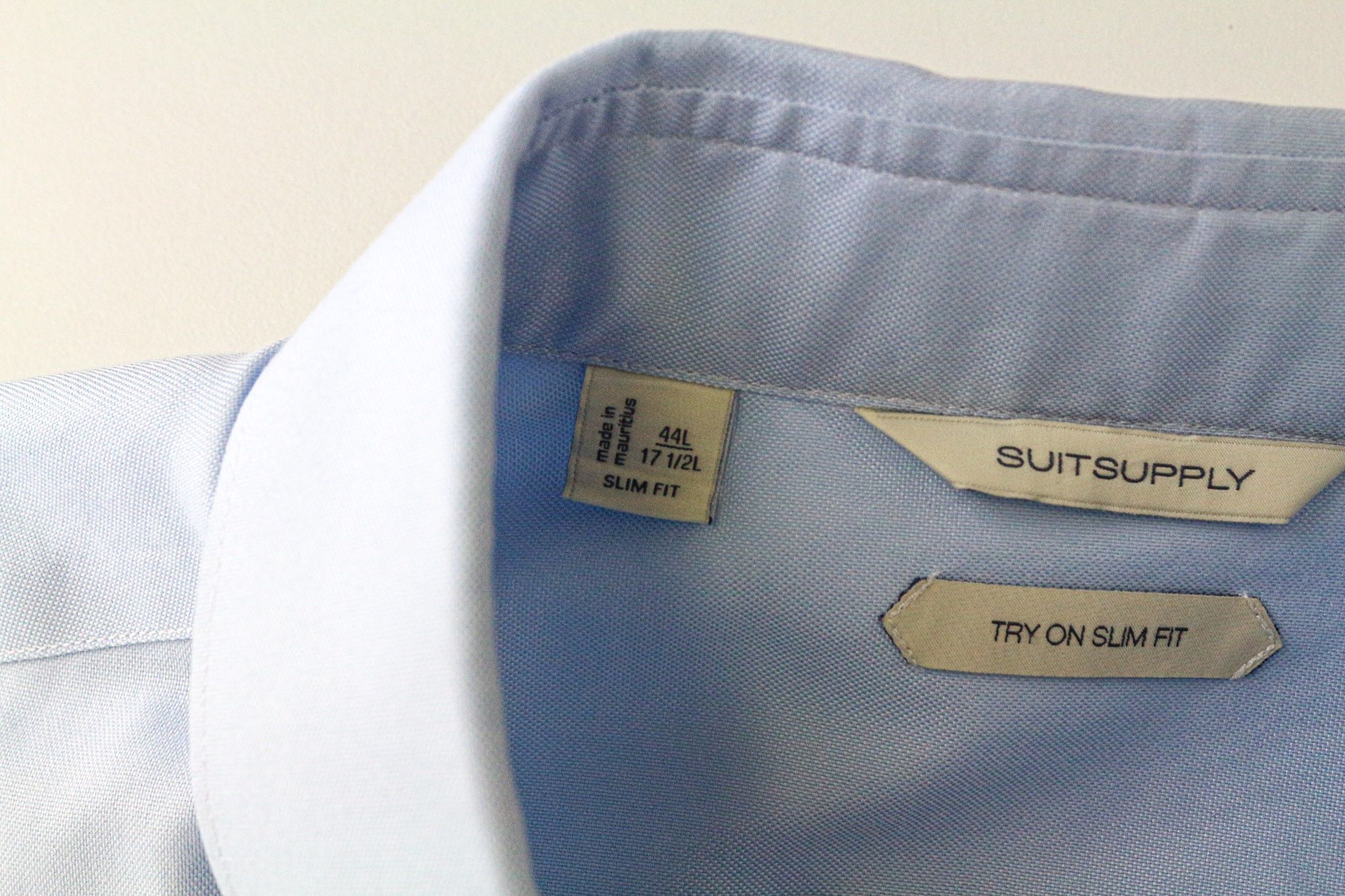 Suitsupply 44L/17 1/2L Slim Blue Cotton Button-Up Shirt 79187 Size 44R - 5 Thumbnail
