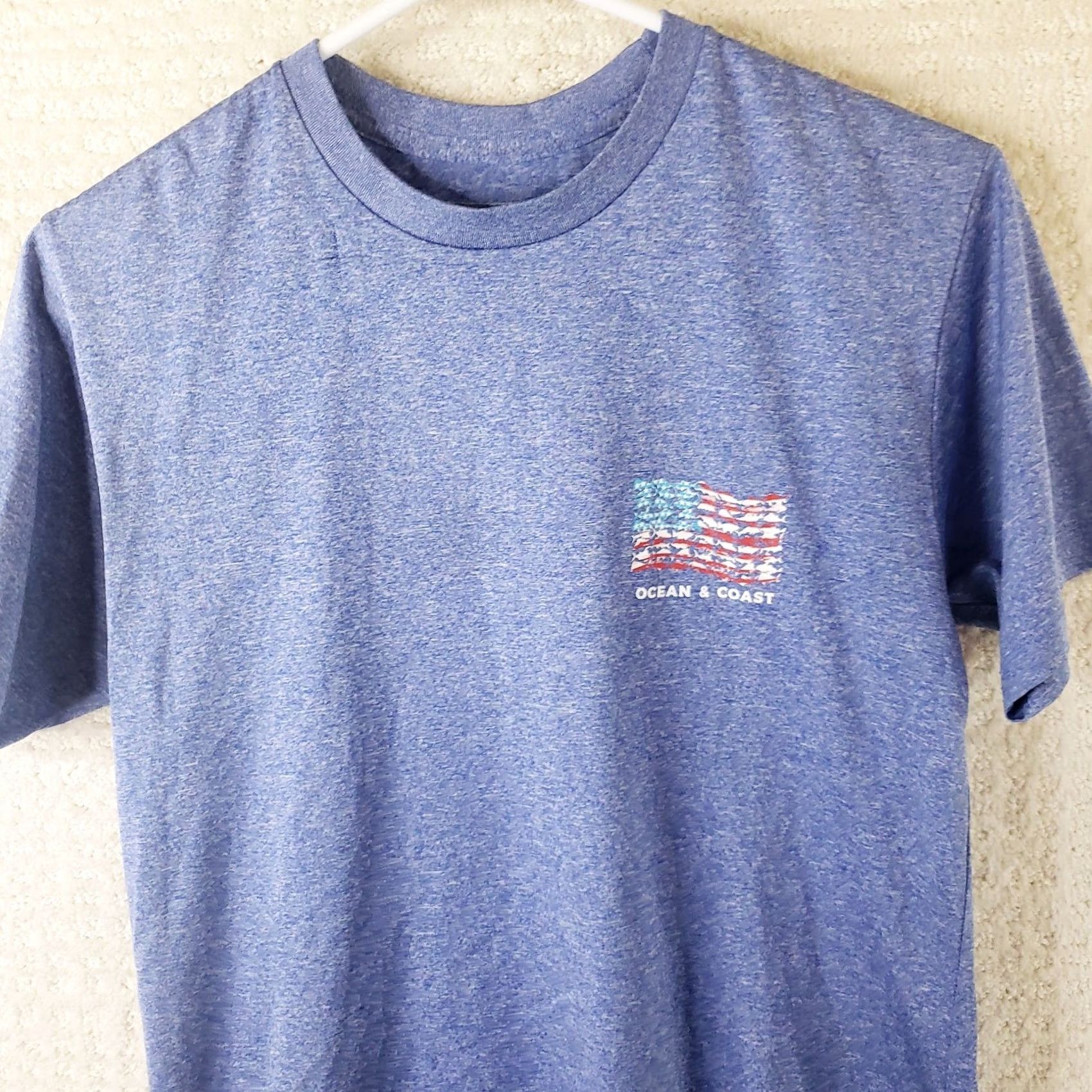 Vintage Ocean Advantage Men's S Blue Short Sleeve T-Shirt Fishing American Flag Size US S / EU 44-46 / 1 - 2 Thumbnail