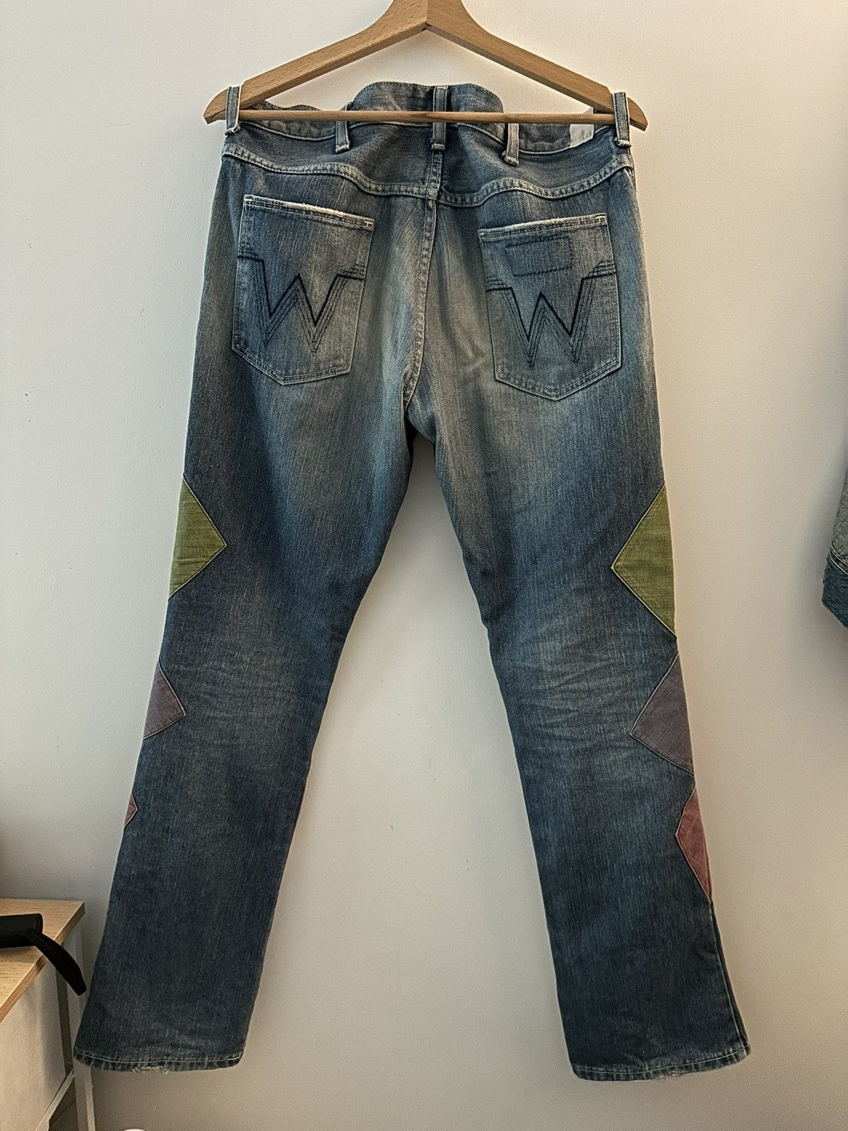 N.Hoolywood N.HOOLYWOOD × Wrangler collab patchwork washed bootcut jeans Size US 31 - 2 Thumbnail
