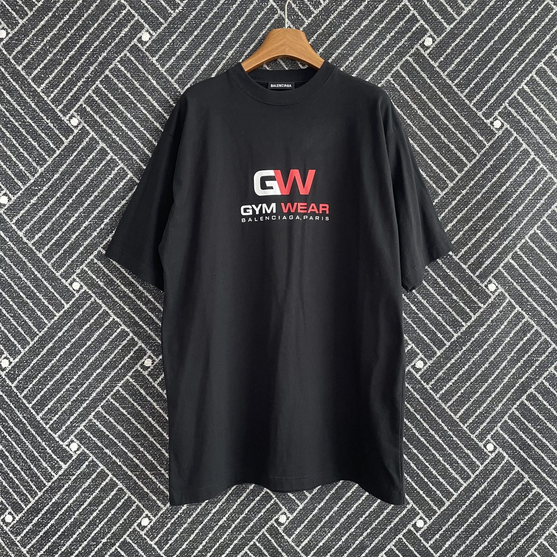Balenciaga Print Dropped Shoulder SS Tee Black XS Oversized