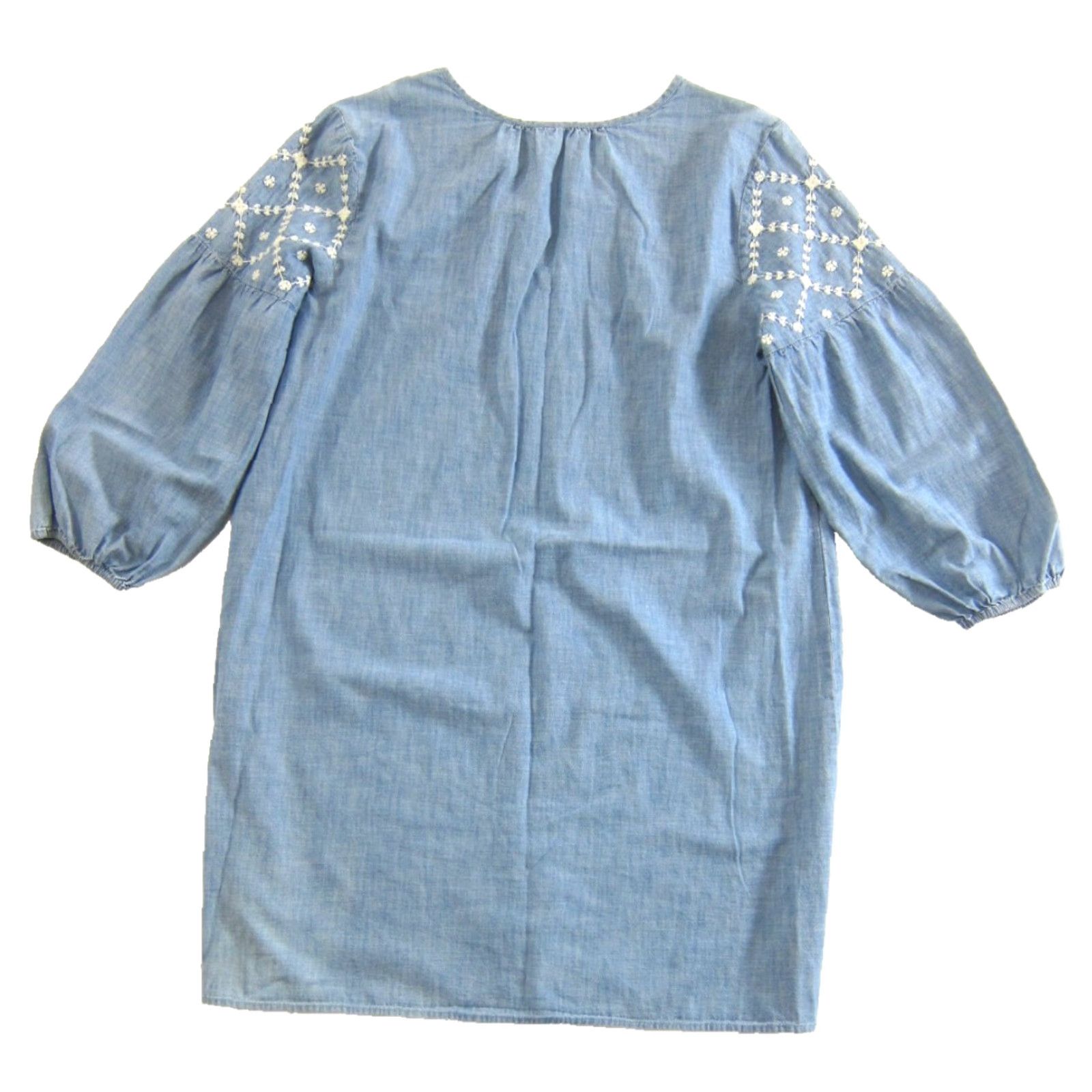 Old Navy Old Navy Embroidered Chambray Long Sleeve Smock Tunic Dress XL Blue 100% Cotton Size XL / US 12-14 / IT 48-50 - 2 Thumbnail