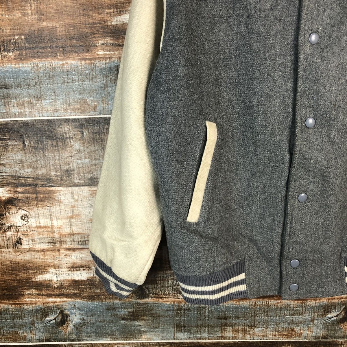 Japanese Brand Ueno Iryo Inc made in japan Grey Varsity Jacket #A1299 Size US M / EU 48-50 / 2 - 7 Thumbnail