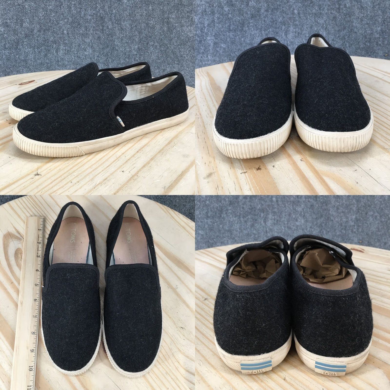 Toms TOMS Shoes Womens 7 Clemente Slip-On Sneakers Black Wool Low Top Comfort Casual Walking 10014132 Size M / US 6-8 / IT 42-44 - 8 Thumbnail