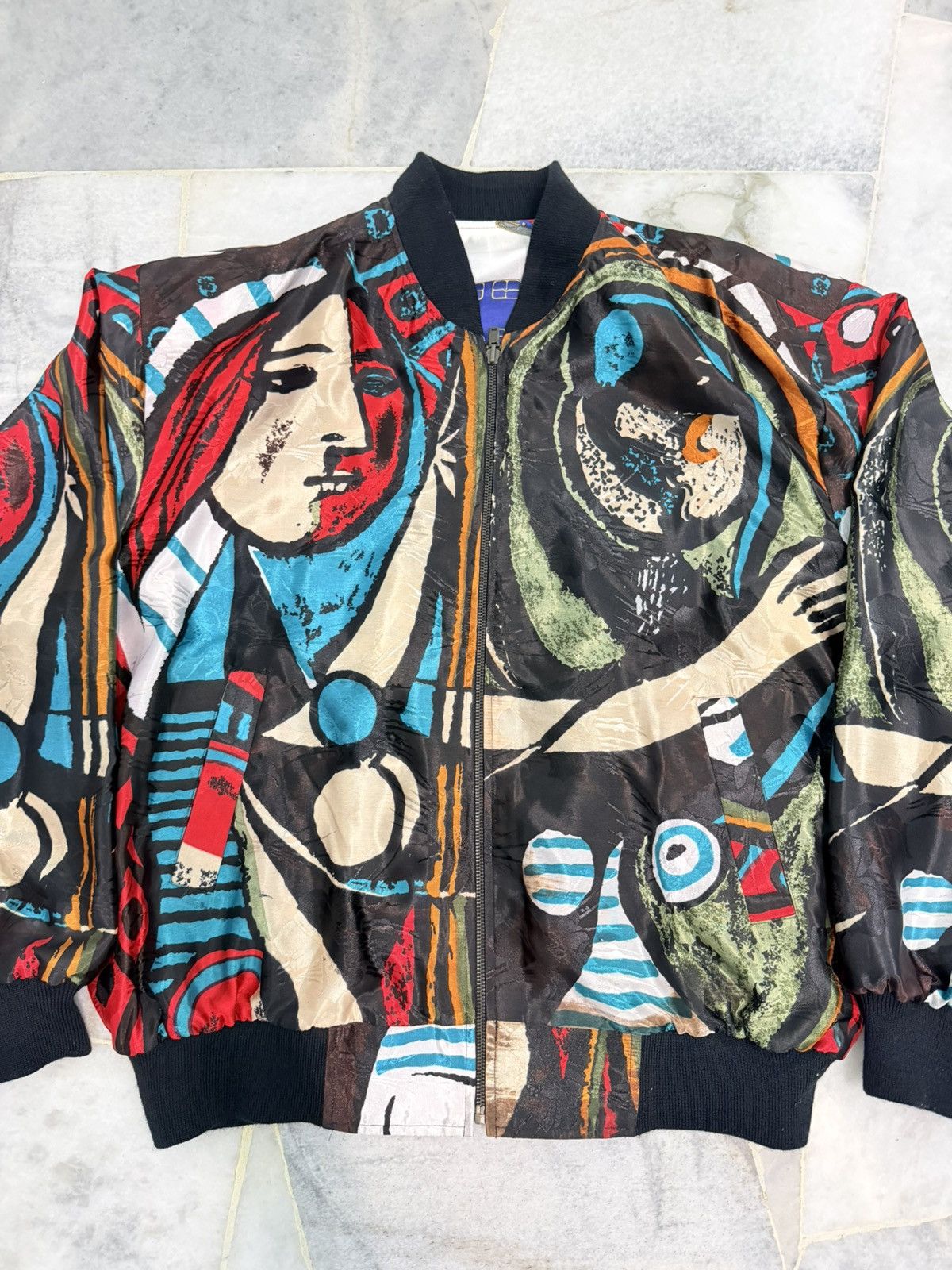 Vintage Rare Vintage 80s 90s Abstract Art Bomber Jacket Size US L / EU 52-54 / 3 - 2 Thumbnail