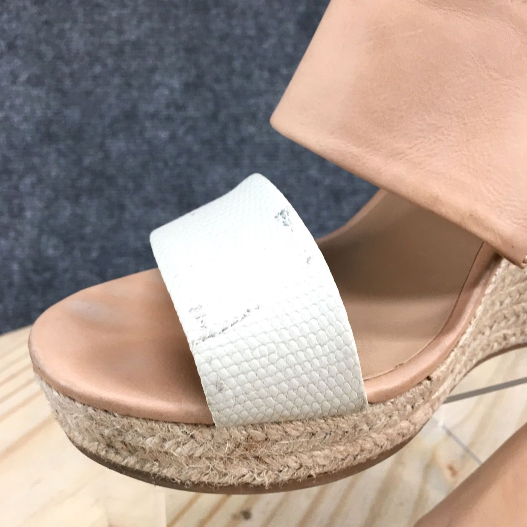 Vintage A New Day Sandals Womens 7.5 Adelina Espadrille Brown Faux Leather Wedge Heels Size US 8 / IT 38 - 4 Thumbnail