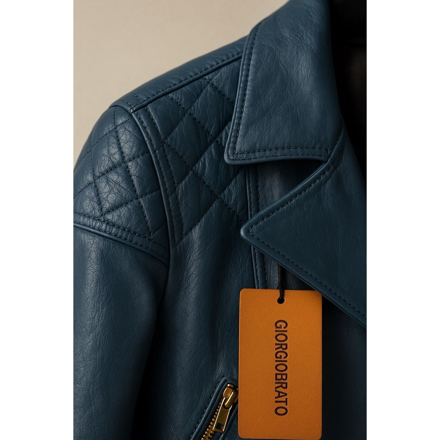 Giorgio Brato Giorgio Brato Boxy Biker Leather Jacket Topazio Blue IT42 NW Size M / US 6-8 / IT 42-44 - 13 Thumbnail