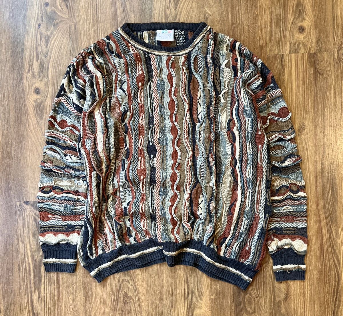 Coogi Rare Coogi 3D Knit / Sweater (Brown/Orange/Black/Blue) Size US XL / EU 56 / 4 - 1 Thumbnail
