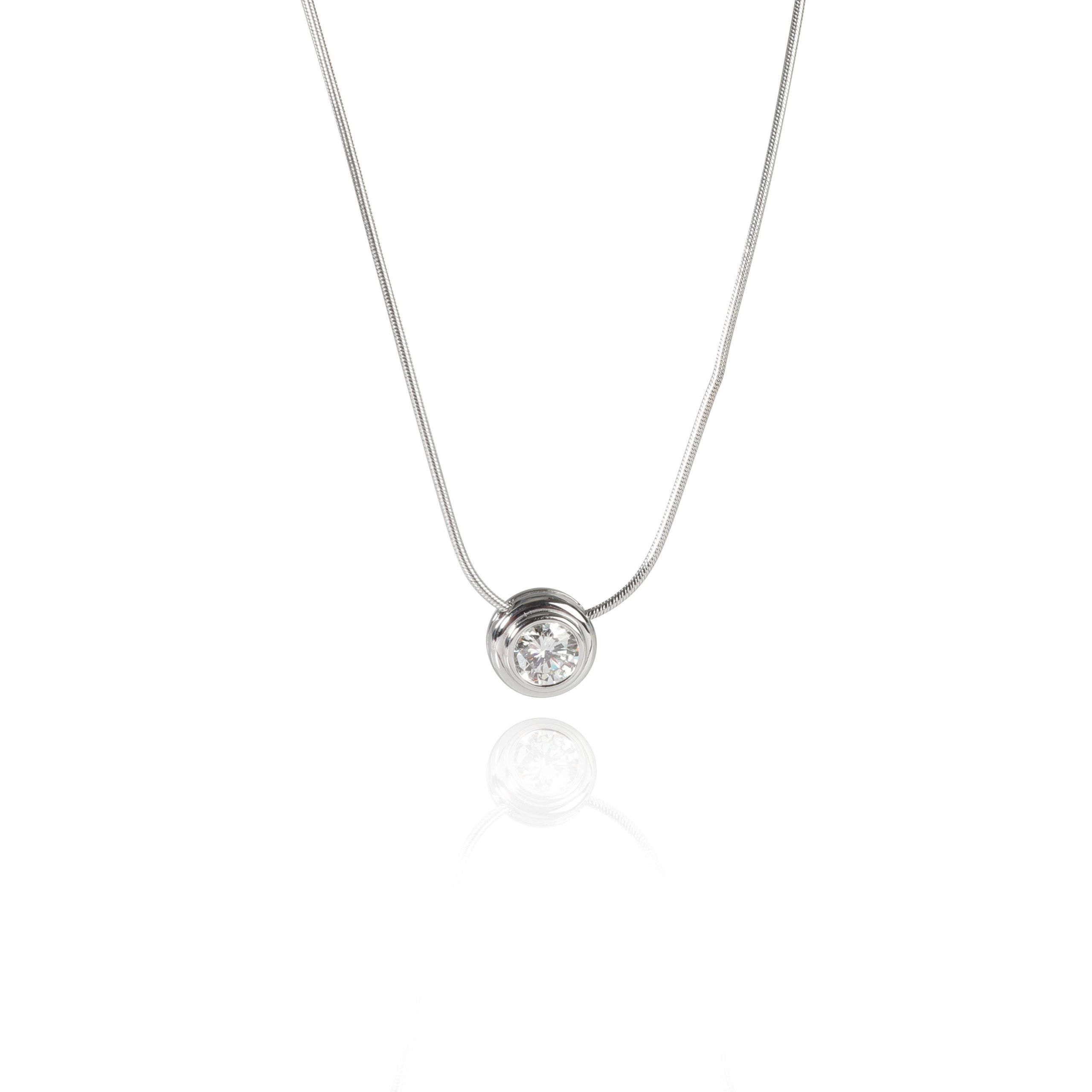 image of Tiffany Co Diamond Solitaire Pendant In 14Kt White Gold H Si2 0.97 Ctw, Women's