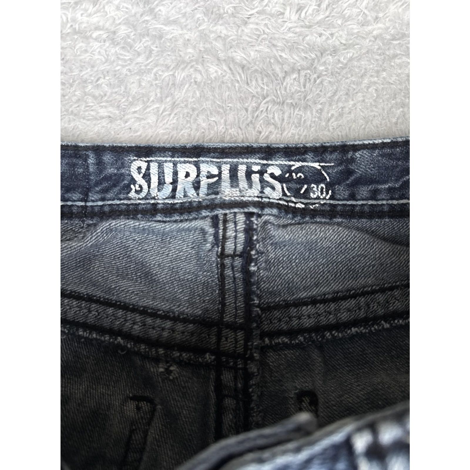 Denime Surplus Jeans Mens 30x30 Blue Denim Straight Leg Embroidered Contrast Stitch Bagged Back Pockets Size US 30 / EU 46 - 6 Thumbnail