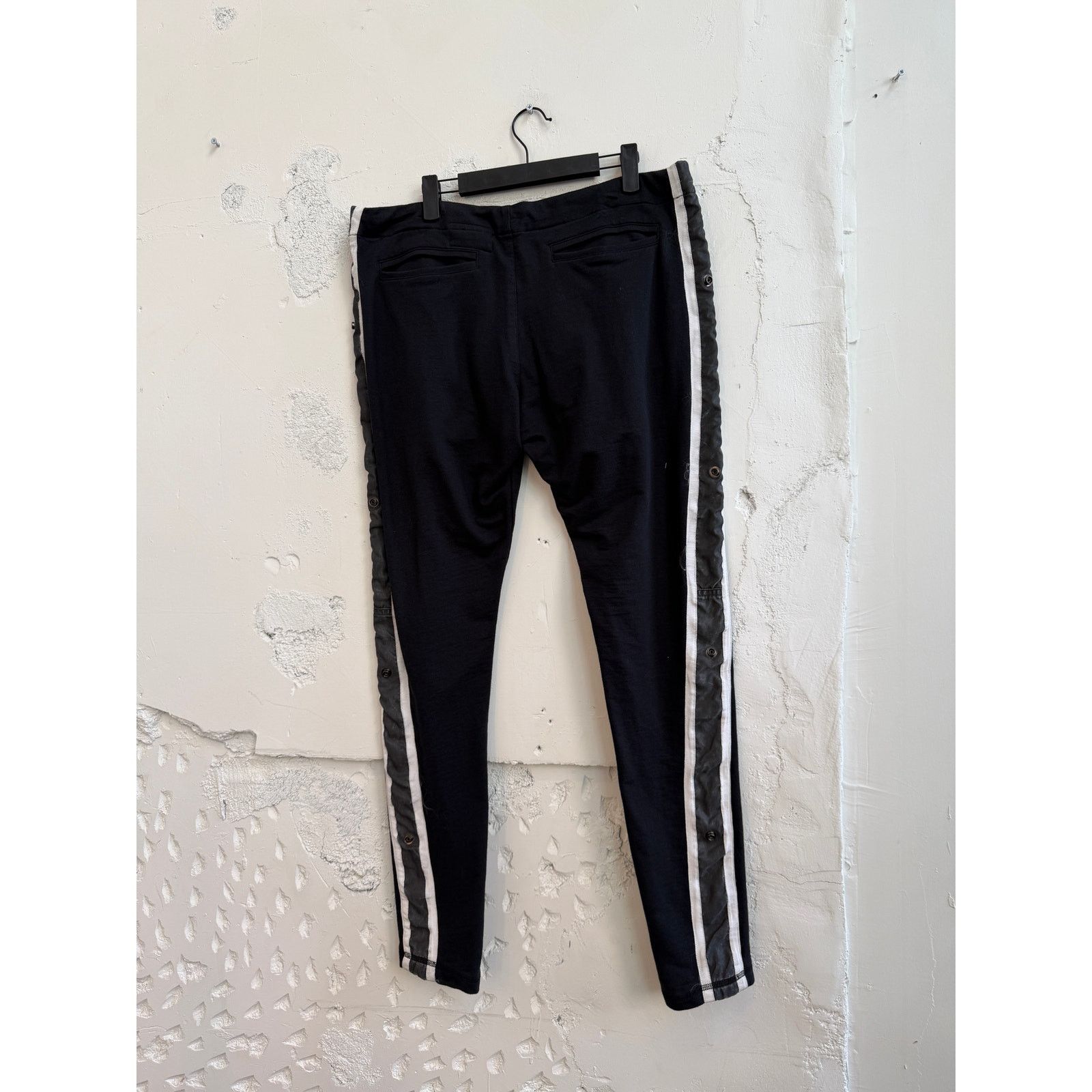 Greg Lauren Greg Lauren SAMPLE Black Fleece Long Pant with Nylon Stripe Size US 34 / EU 50 - 2 Thumbnail