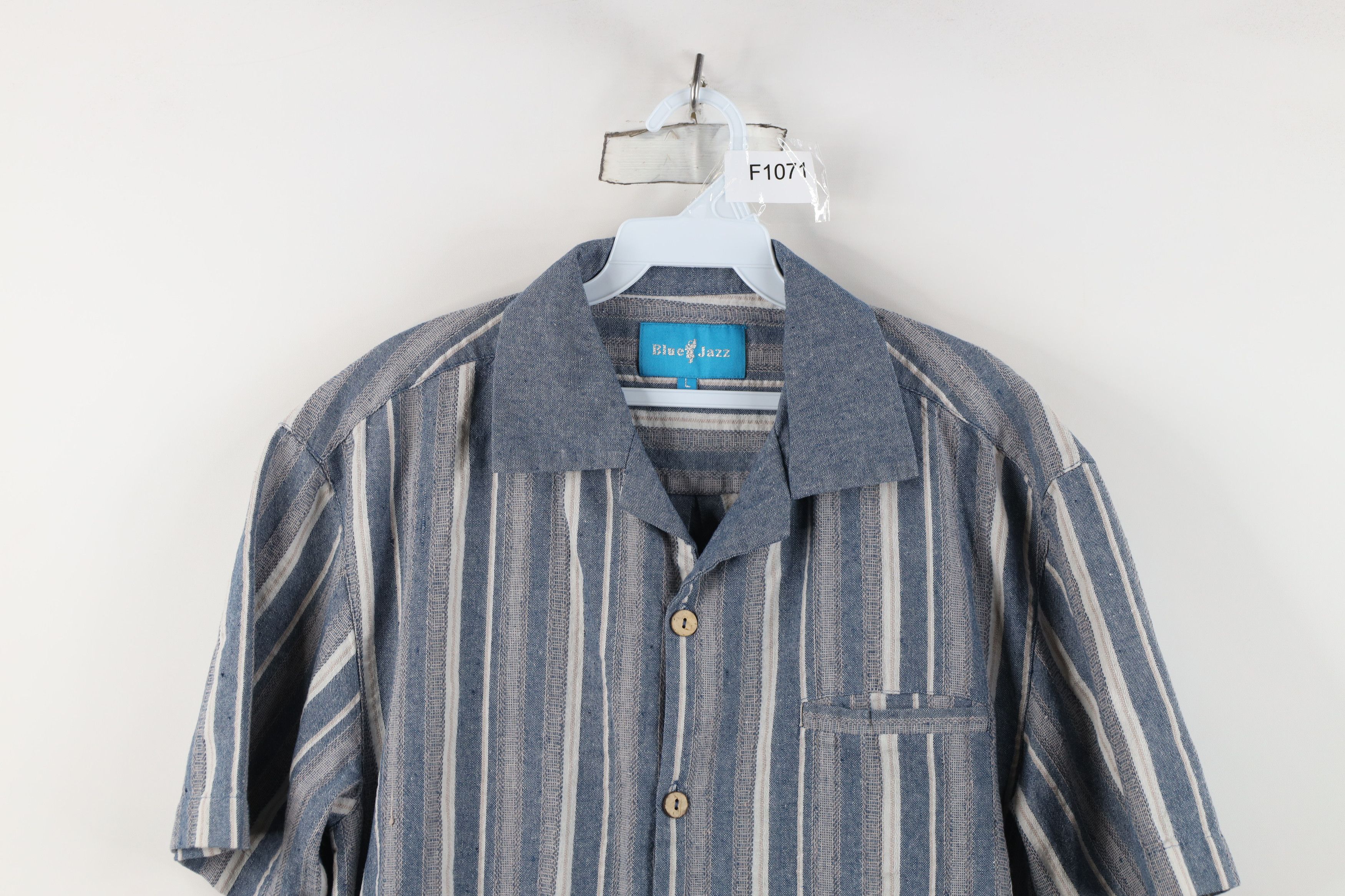 Vintage Vintage 90s Streetwear Linen Blend Camp Collar Button Shirt Size US L / EU 52-54 / 3 - 2 Thumbnail