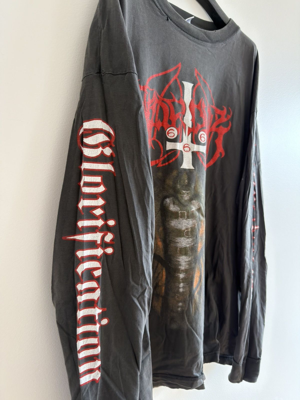 Band Tees *RARE* 90s VINTAGE MARDUK BLACK METAL GLORIFICATION THRASHED Size US XL / EU 56 / 4 - 2 Thumbnail