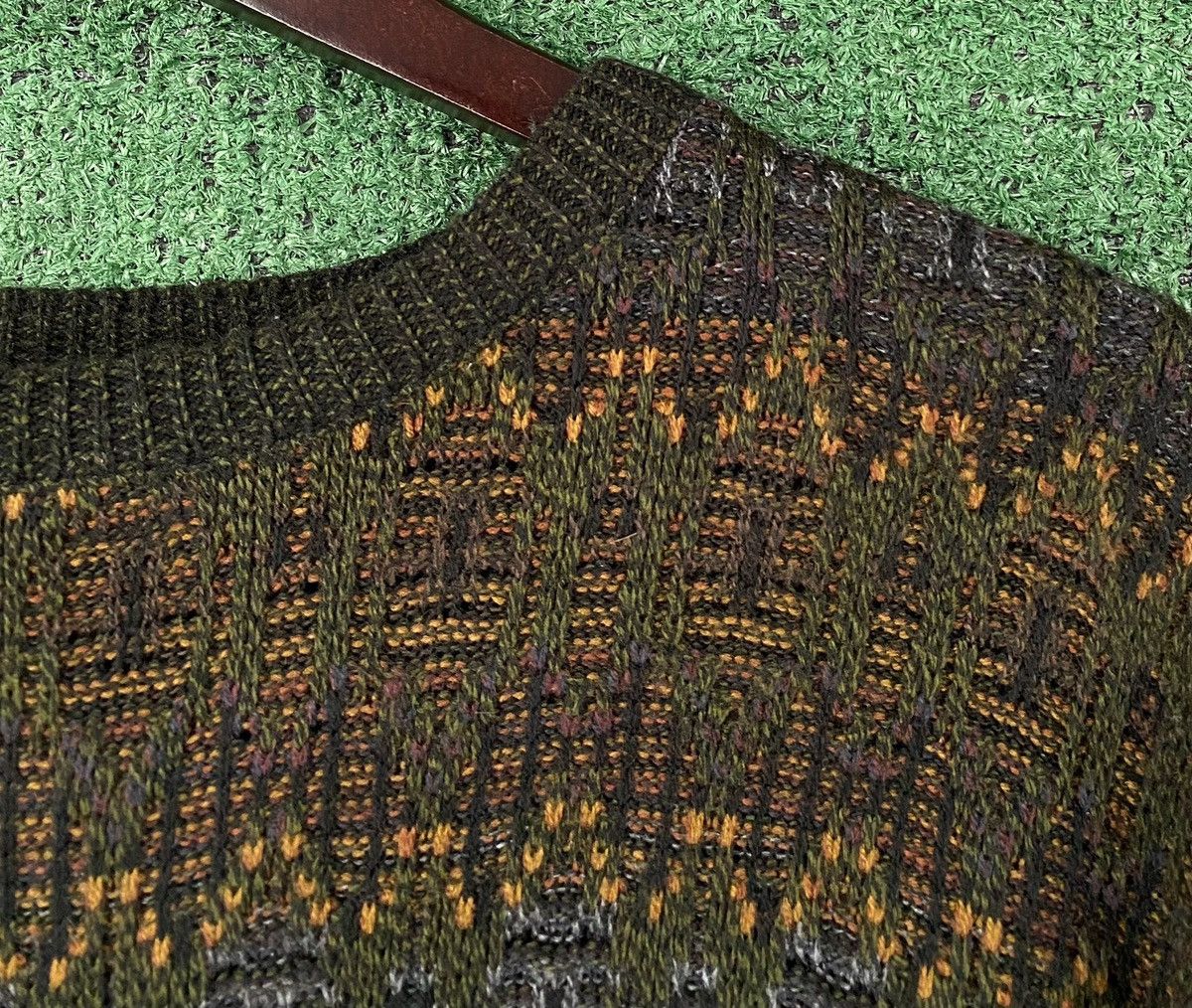 Vintage 90’s Gianfranco Ruffini Green Patterned Knit Sweater 2XL Size US XXL / EU 58 / 5 - 4 Thumbnail