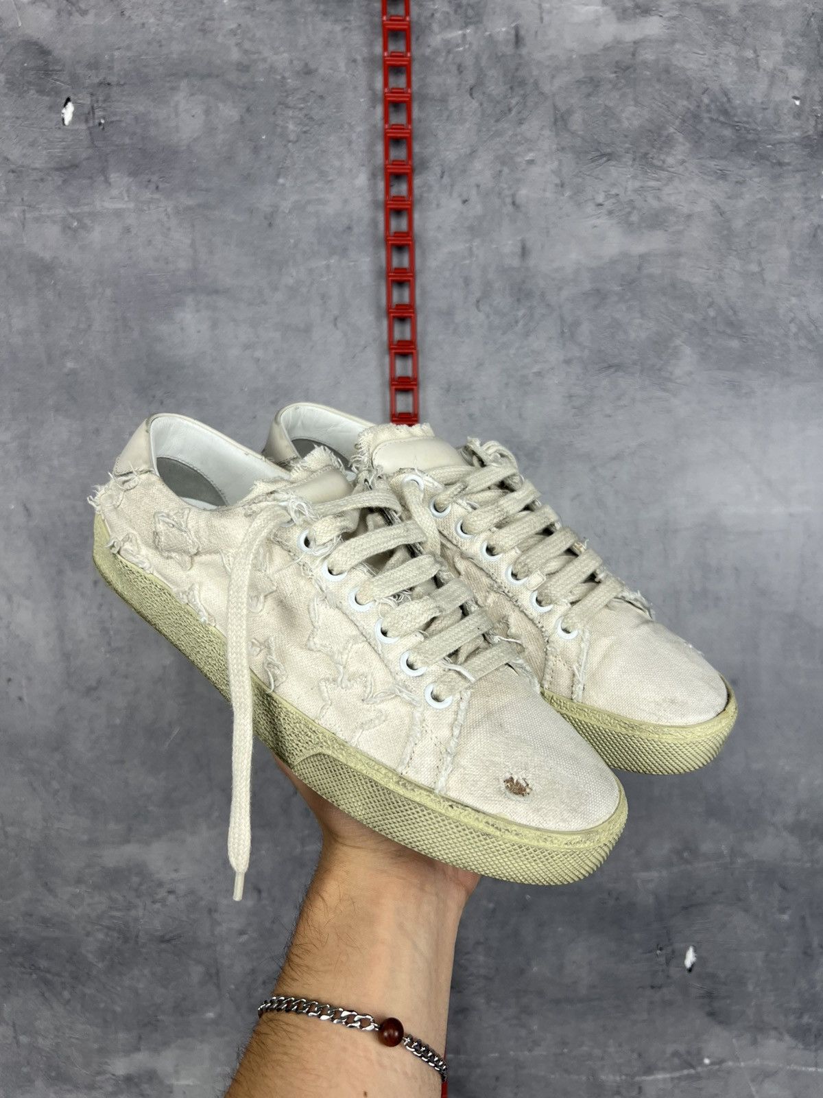 Saint Laurent Paris Saint Laurent Canvas Distressed Accents Sneakers Sz 37/24cm Size US 7 / IT 37 - 1 Thumbnail