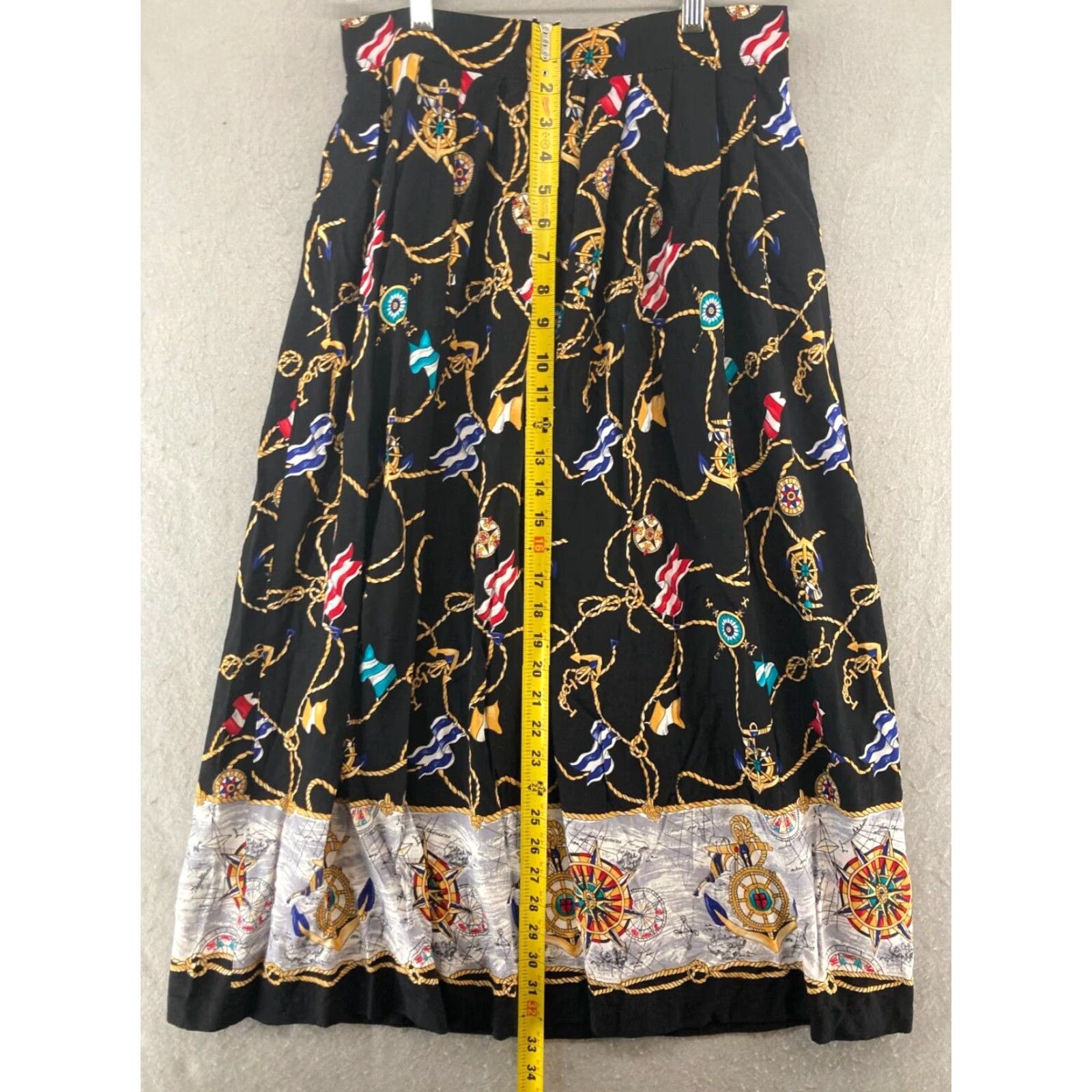 Lee VINTAGE Kathie Lee Skirt Womens Small Pleated Nautical Ropes Flags Long Size 28" / US 6 / IT 42 - 4 Thumbnail
