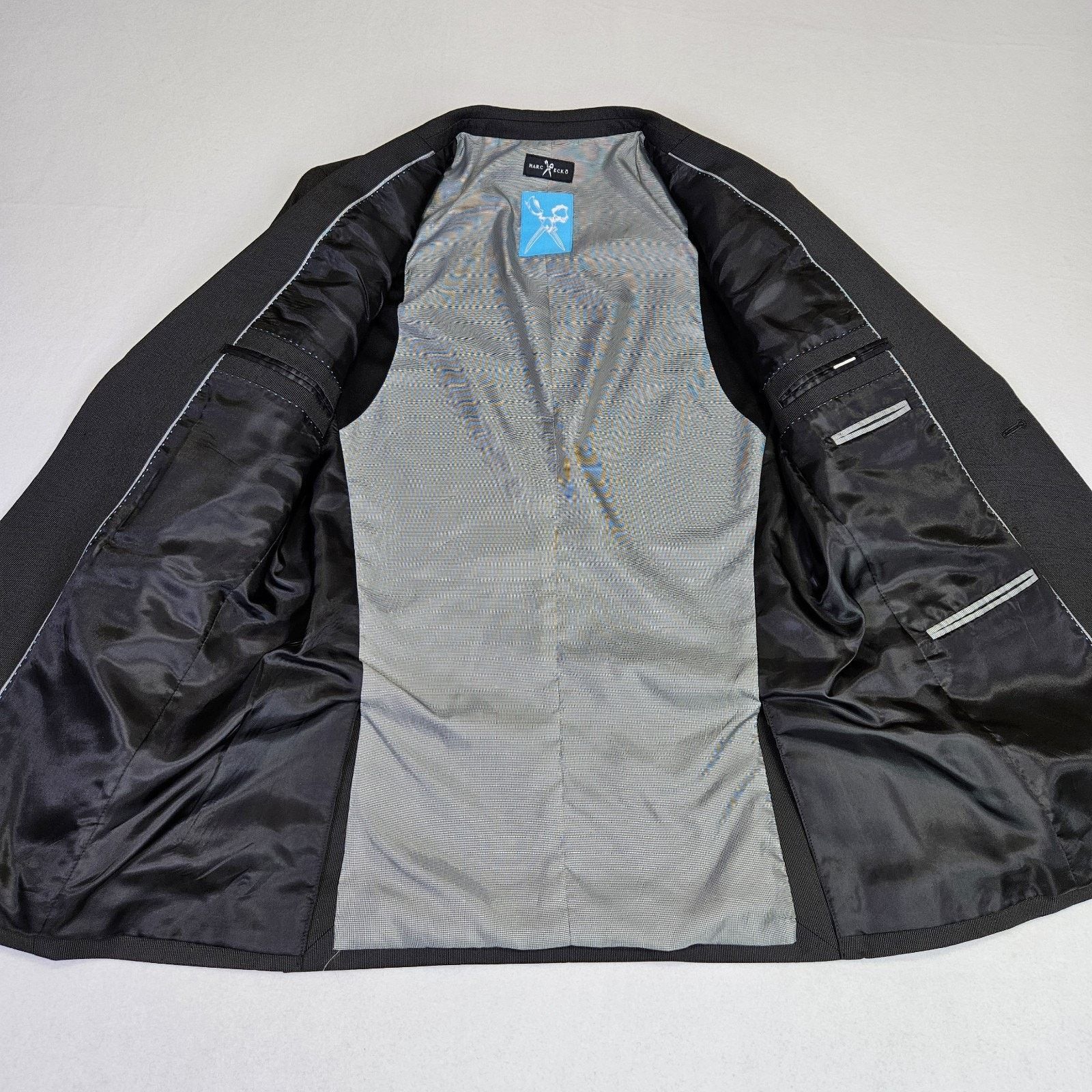 Marc Ecko Marc Ecko Blazer Jacket Micro Check Black Wedding Interview Size 40R - 7 Thumbnail