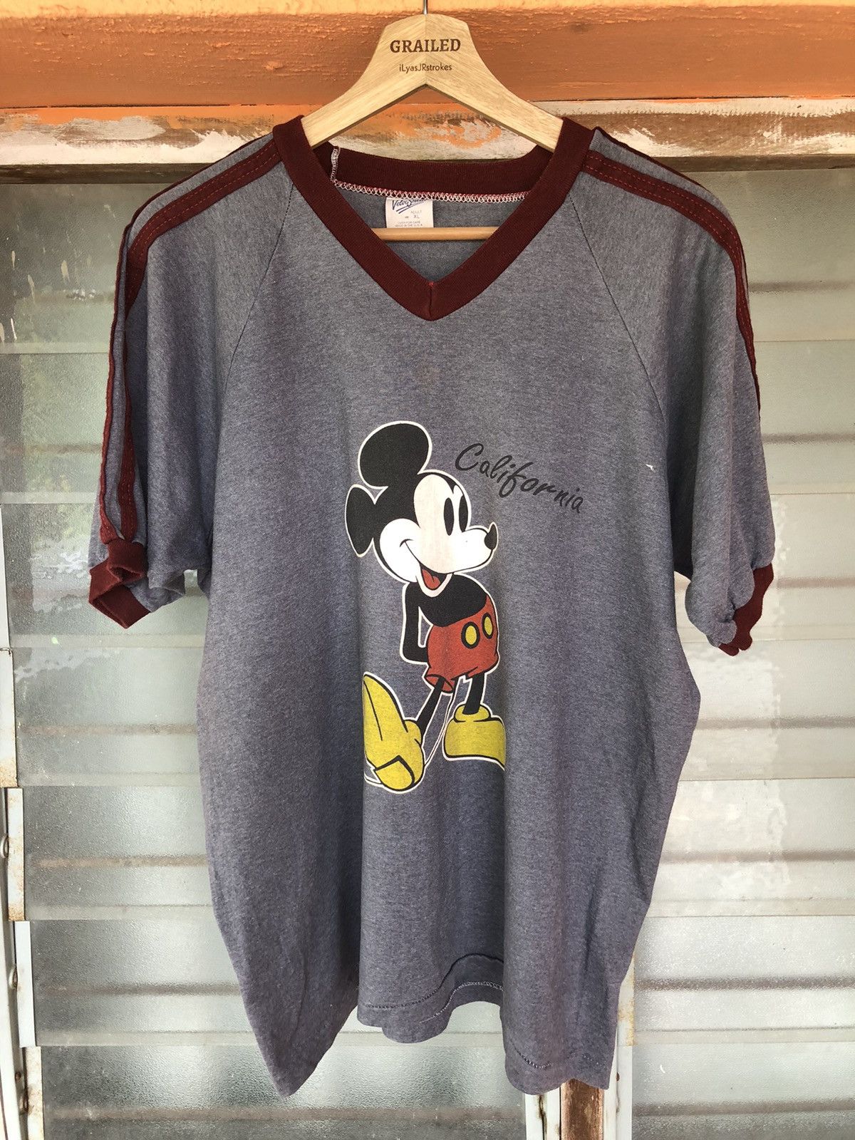 Vintage 80’s Mickey Velva Sheen Stripe Shirt Tee