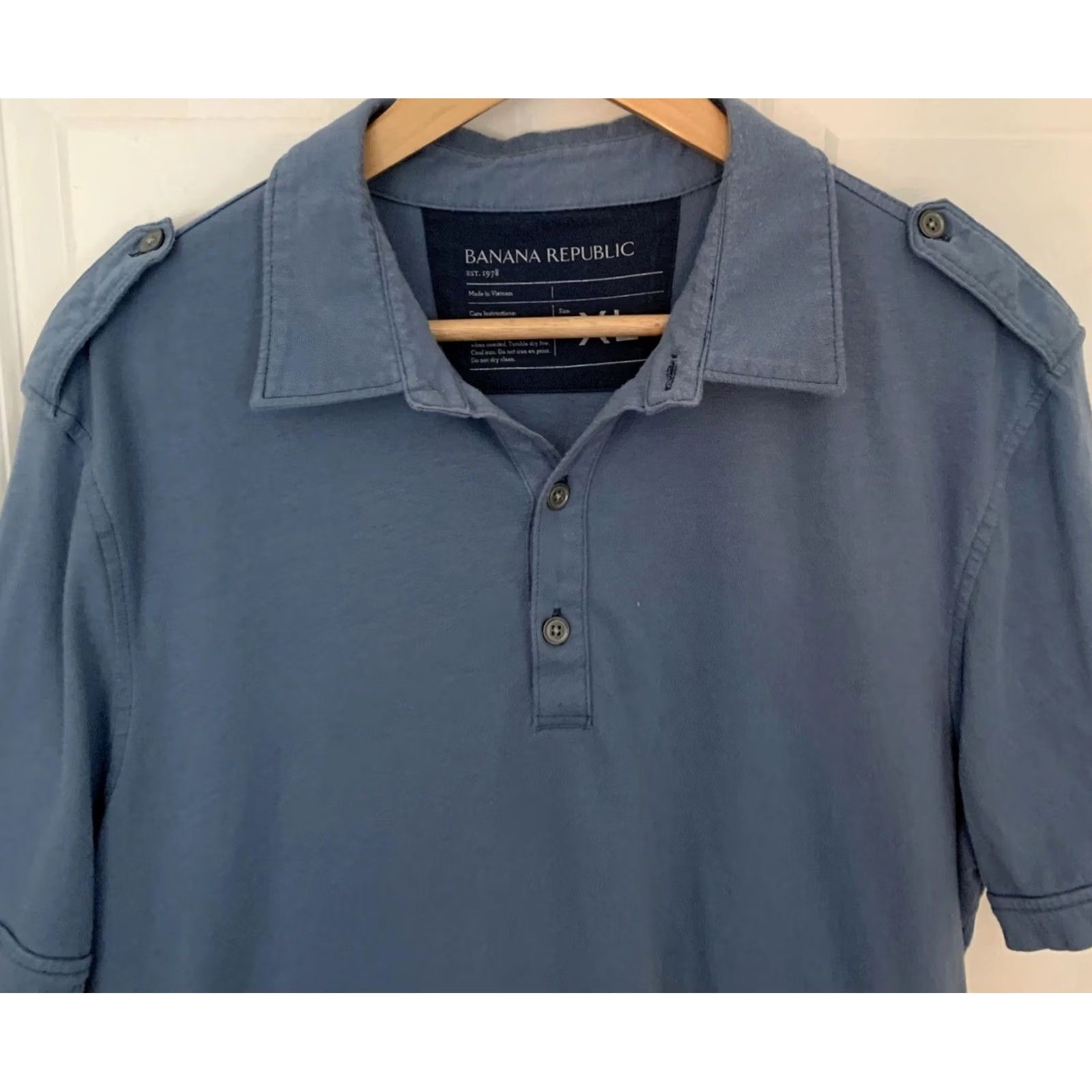 Banana Republic VINTAGE Banana Republic Polo Shirt Mens Short Sleeve 100% Cotton XL Blue Shirt Mens Size US XL / EU 56 / 4 - 3 Thumbnail