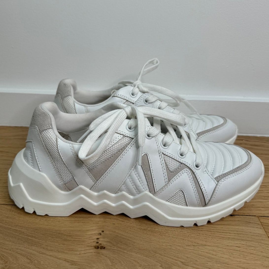 Maje NWOT Maje Blanc White Zig-Zag Chunky Lug Leather Sneakers Size US 11 / IT 41 - 1 Thumbnail