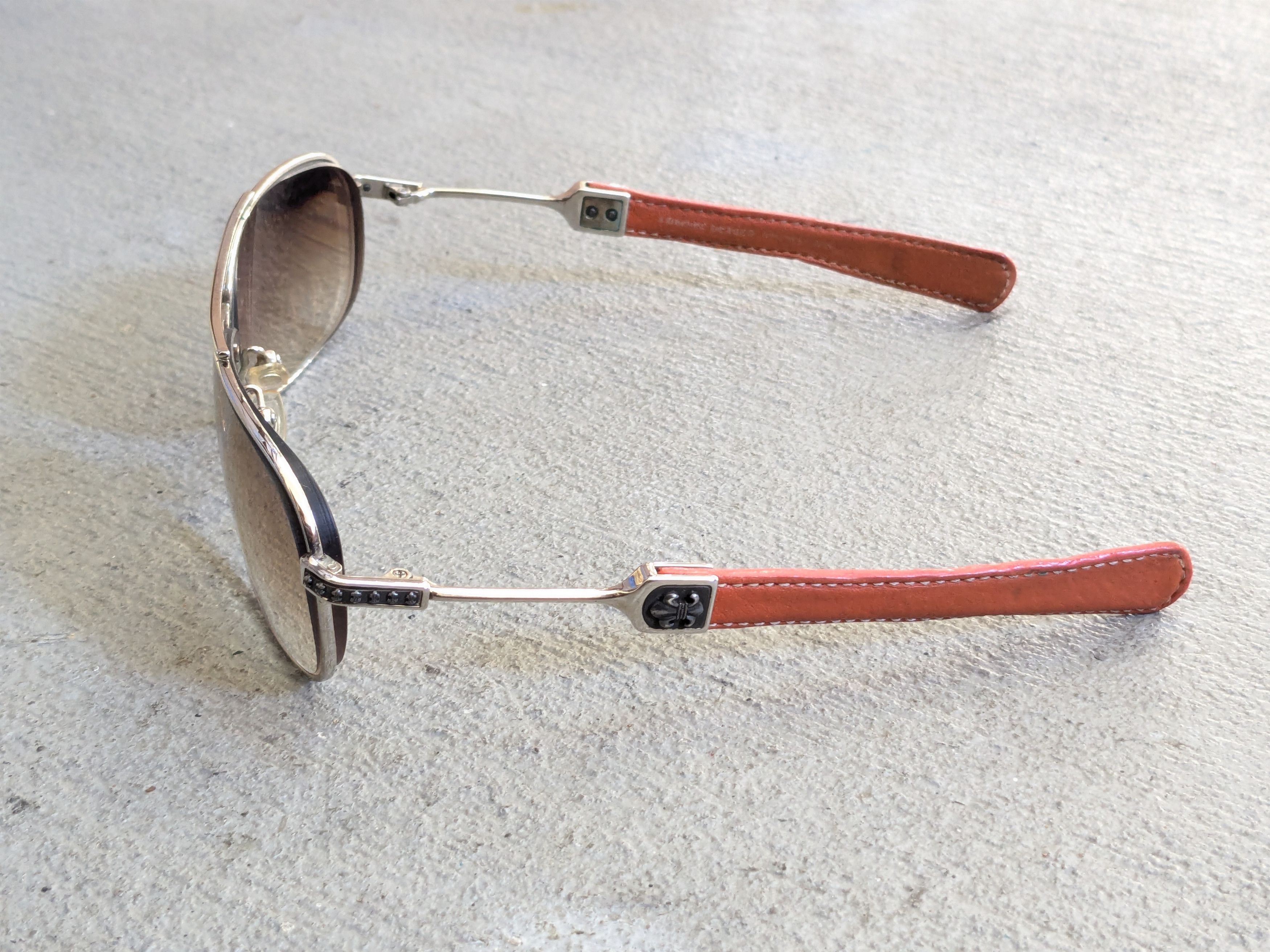 Chrome Hearts Chrome Hearts Sunglasses 'Kustom' Orange Leather Aviator Size ONE SIZE - 5 Thumbnail