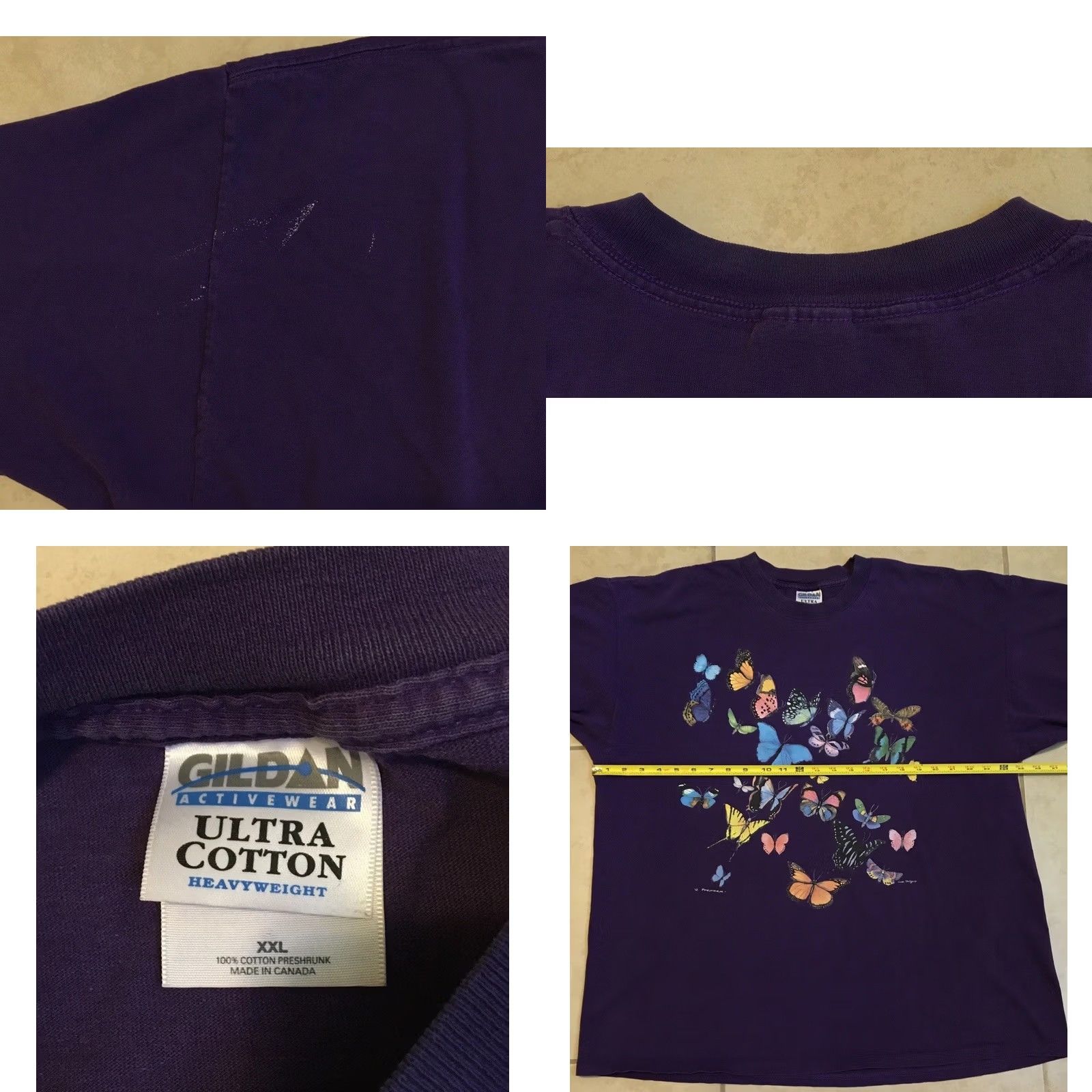 Vintage VINTAGE Butterfly Art Faded AOP Shirt 2XL Purple Mens Short Sleeve T-Shirt Grunge Vaporwave 90s Y2K Wildlife Fashion Size US XXL / EU 58 / 5 - 9 Thumbnail