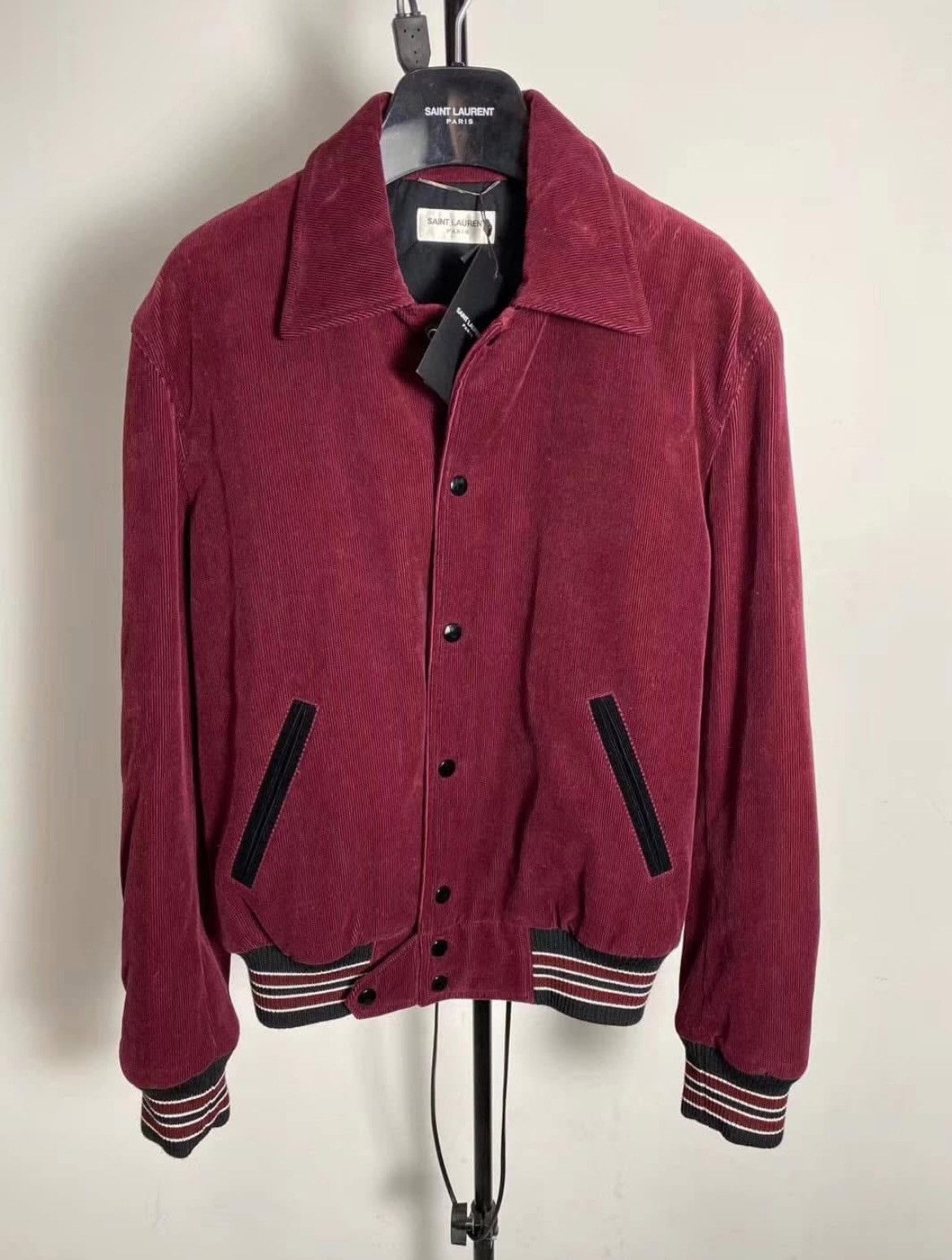 SAINT LAURENT バーガンディ コーデュロイテディジャケット Saint Laurent Teddy Red | Grailed