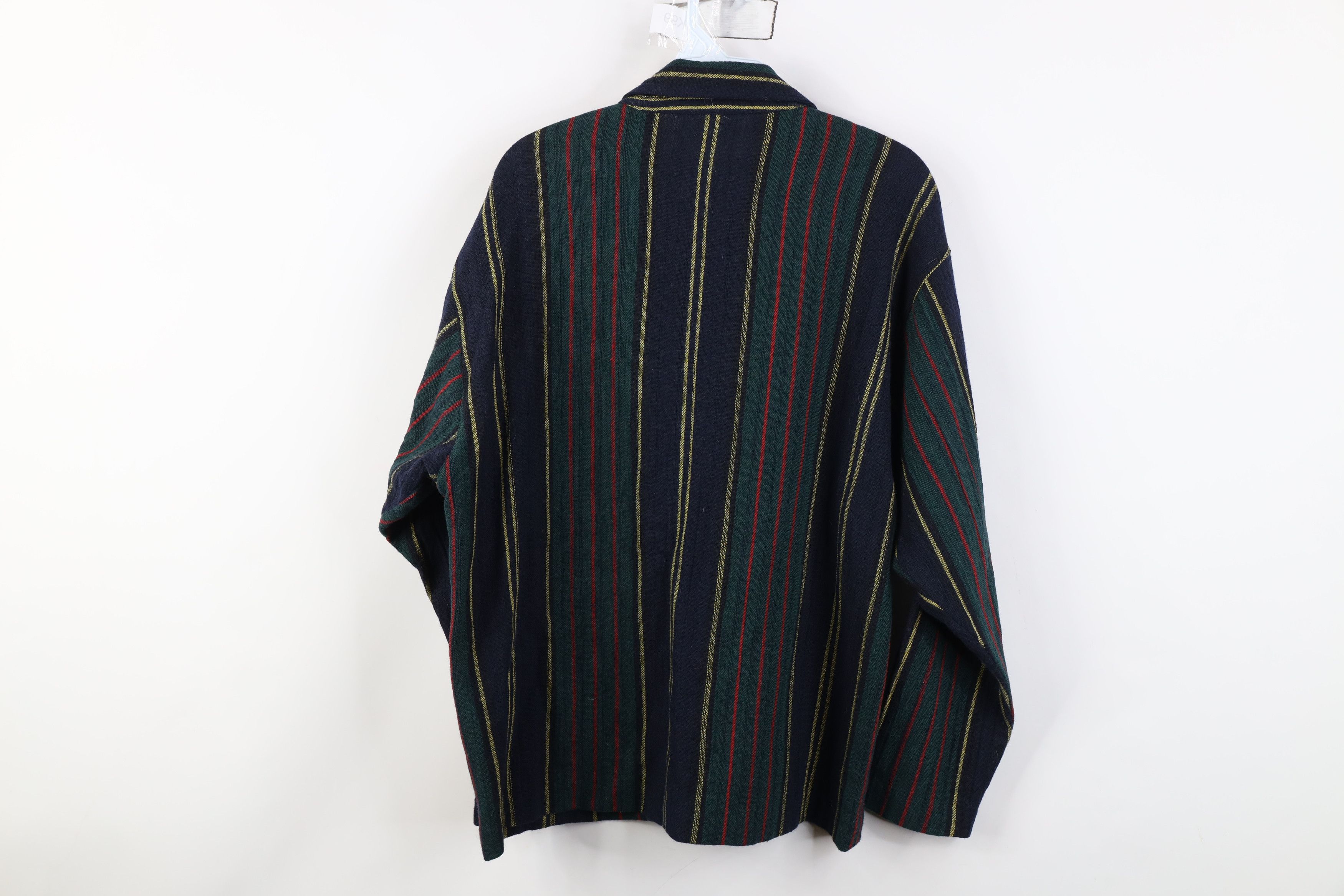 Vintage Vintage 90s Streetwear Wool Blend Knit Striped Button Shirt Size M / US 6-8 / IT 42-44 - 10 Thumbnail