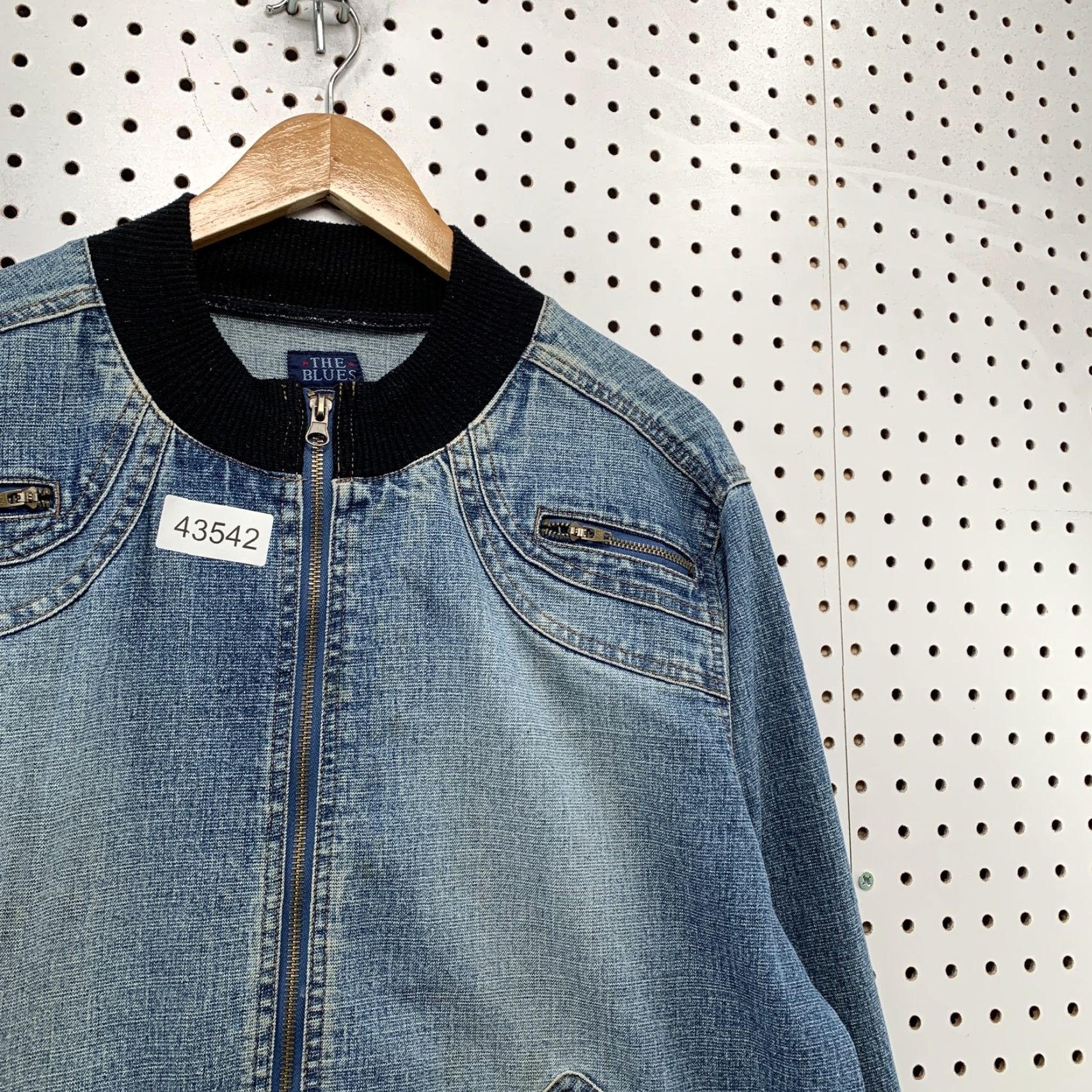 Vintage VINTAGE The Blues Denim Jacket Womens Plus 1X Blue Bomber Zip Up Pocket Zipper 1X Green? Wait. Size XL / US 12-14 / IT 48-50 - 5 Thumbnail