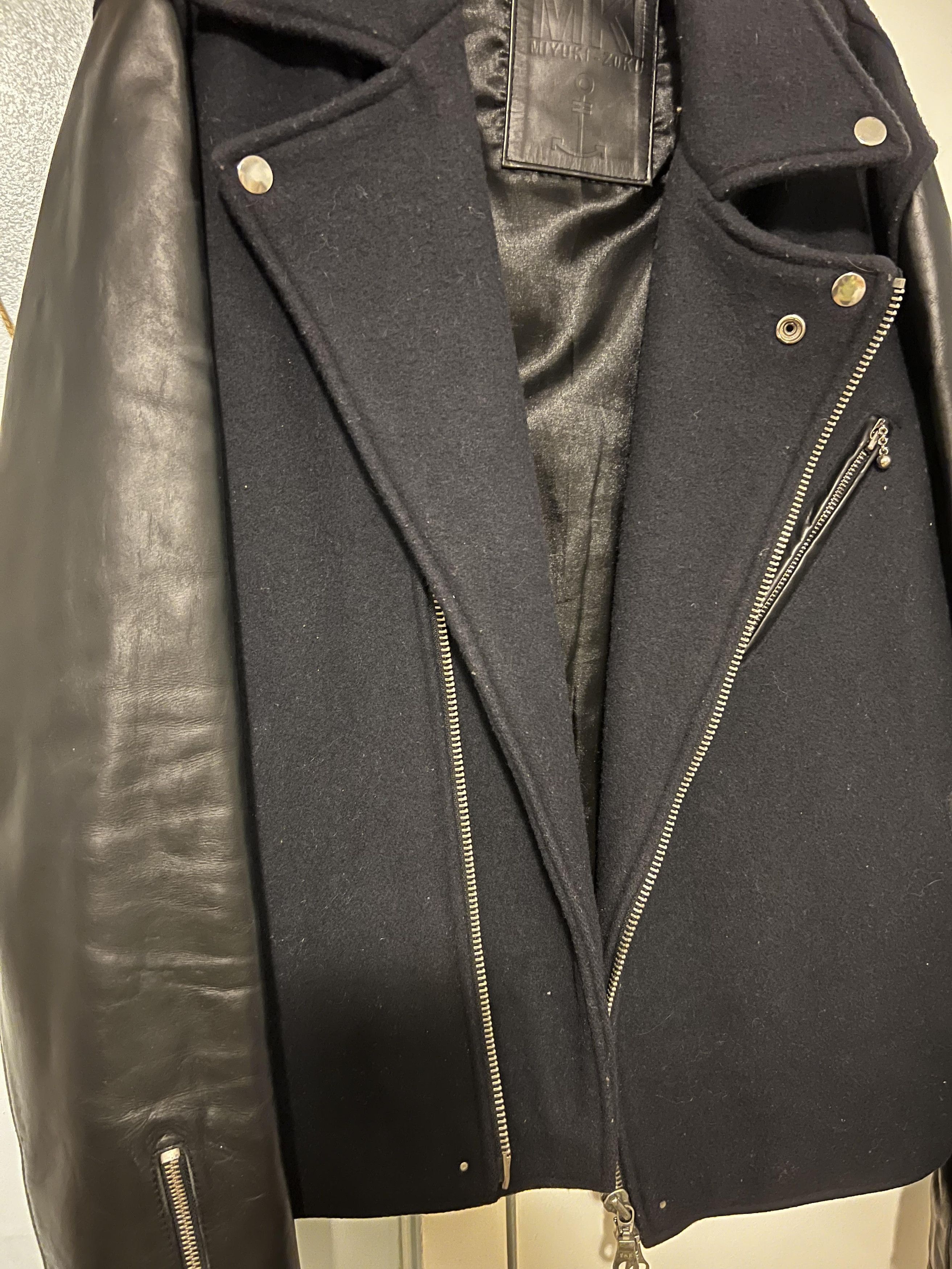 image of Mki Miyuki Zoku Mki Biker Jacket in Black/Blue, Men's (Size Medium)
