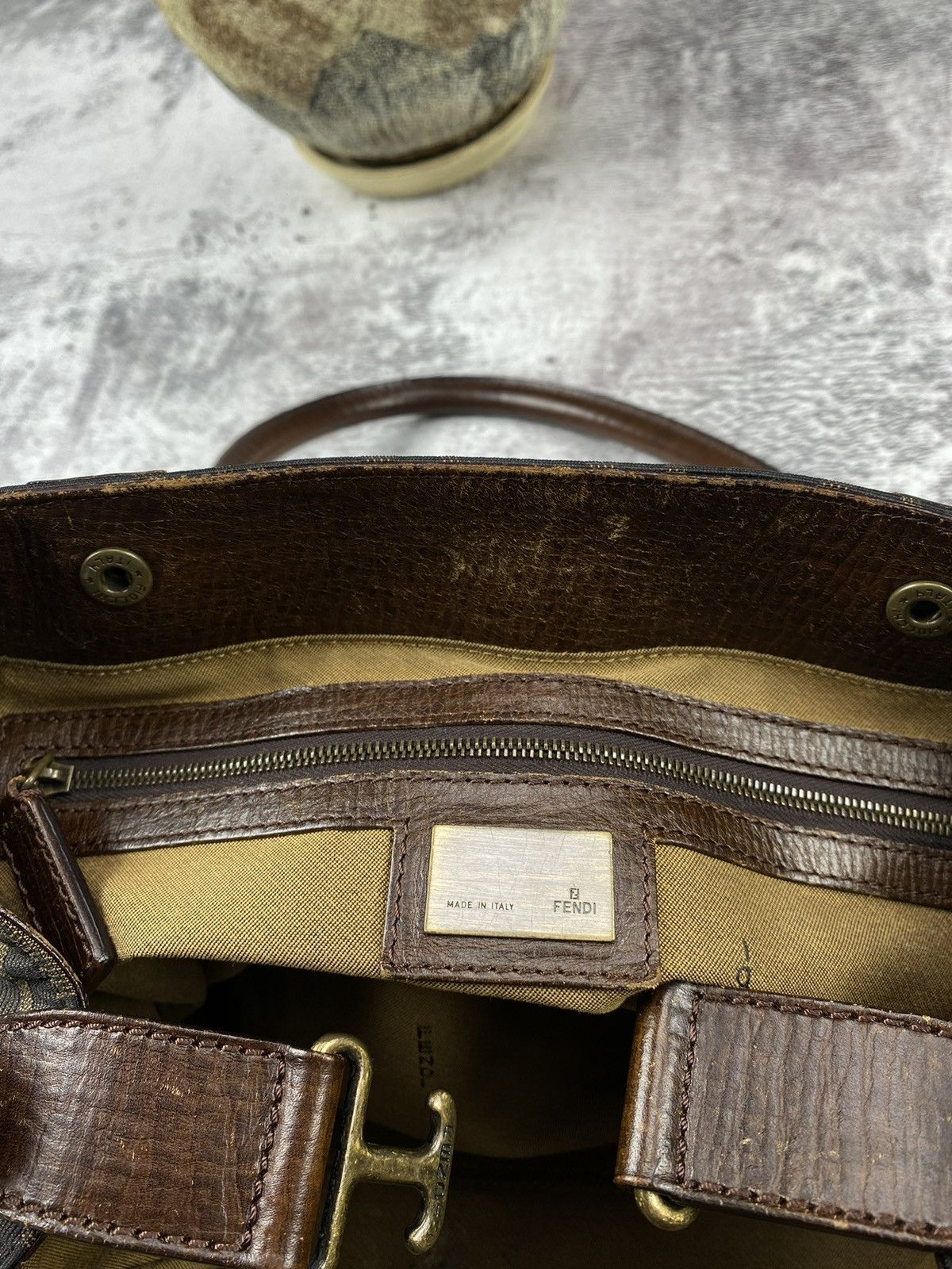 Fendi Fendi Roma Ethnico Zucca Canvas Monogram FF Brown Women’s Hand Shoulder Tote Bag Size ONE SIZE - 11 Thumbnail