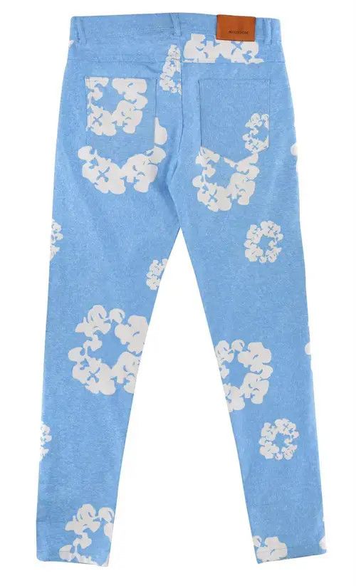 Vintage Printed Floral Denim Light Blue Size US 32 / EU 48 - 4 Thumbnail