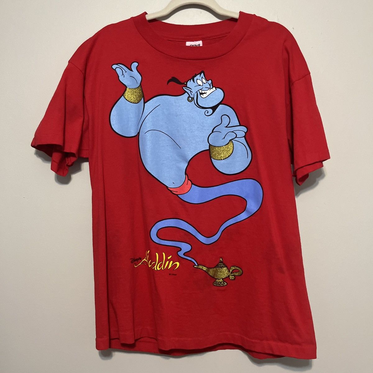 Disney × Vintage Vintage Disney Aladdin Genie shirt Men XL Red Single Stitch Size US XL / EU 56 / 4 - 1 Thumbnail