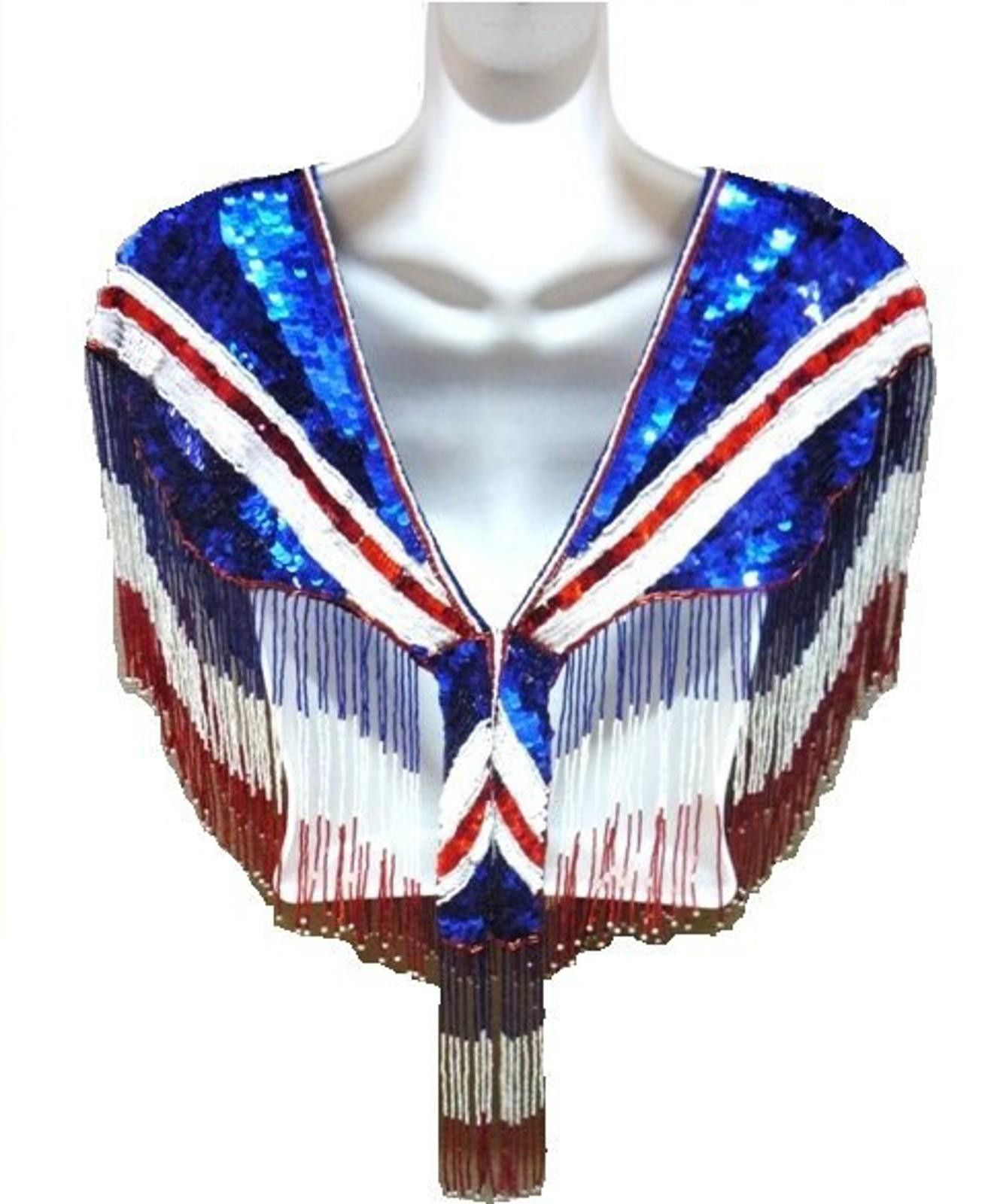 Designer Sequin Scarf Shawl with Fringes British Flag Size ONE SIZE - 2 Thumbnail