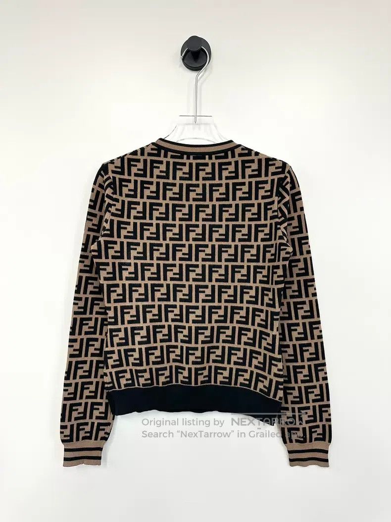 Fendi Fendi Brown Classic Monogram Full Print Logo Knit Sweater Size XS / US 0-2 / IT 36-38 - 2 Thumbnail