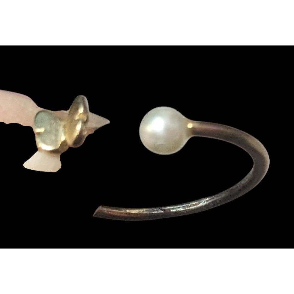 Other Minimalist Butterfly Faux Pearl Open Top Gold Tone Ring Size Size ONE SIZE - 12 Thumbnail