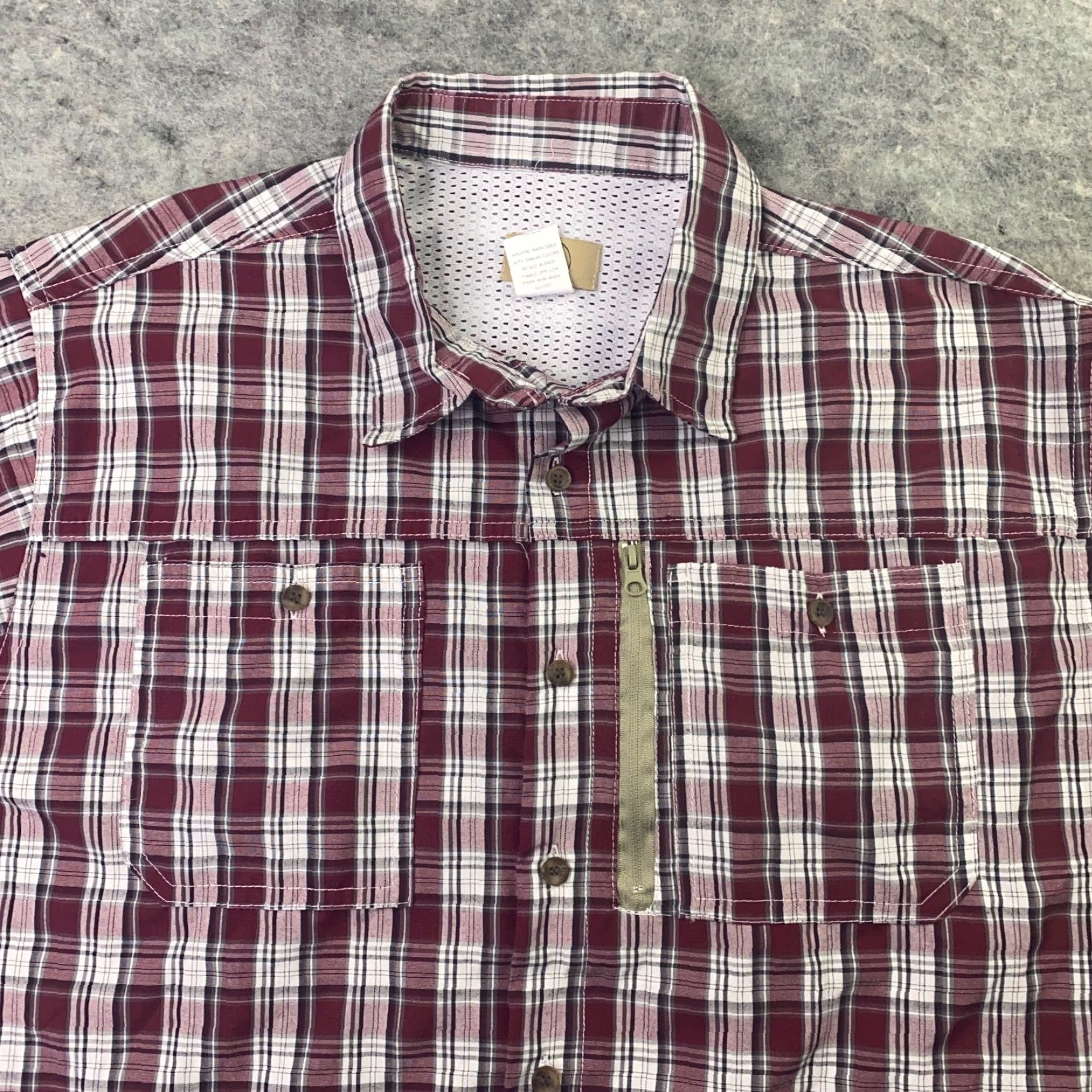 Haband Haband Travelers Mens Shirt Medium Maroon Plaid Button Up Short Sleeve Safari Regular Mens Size US M / EU 48-50 / 2 - 4 Thumbnail